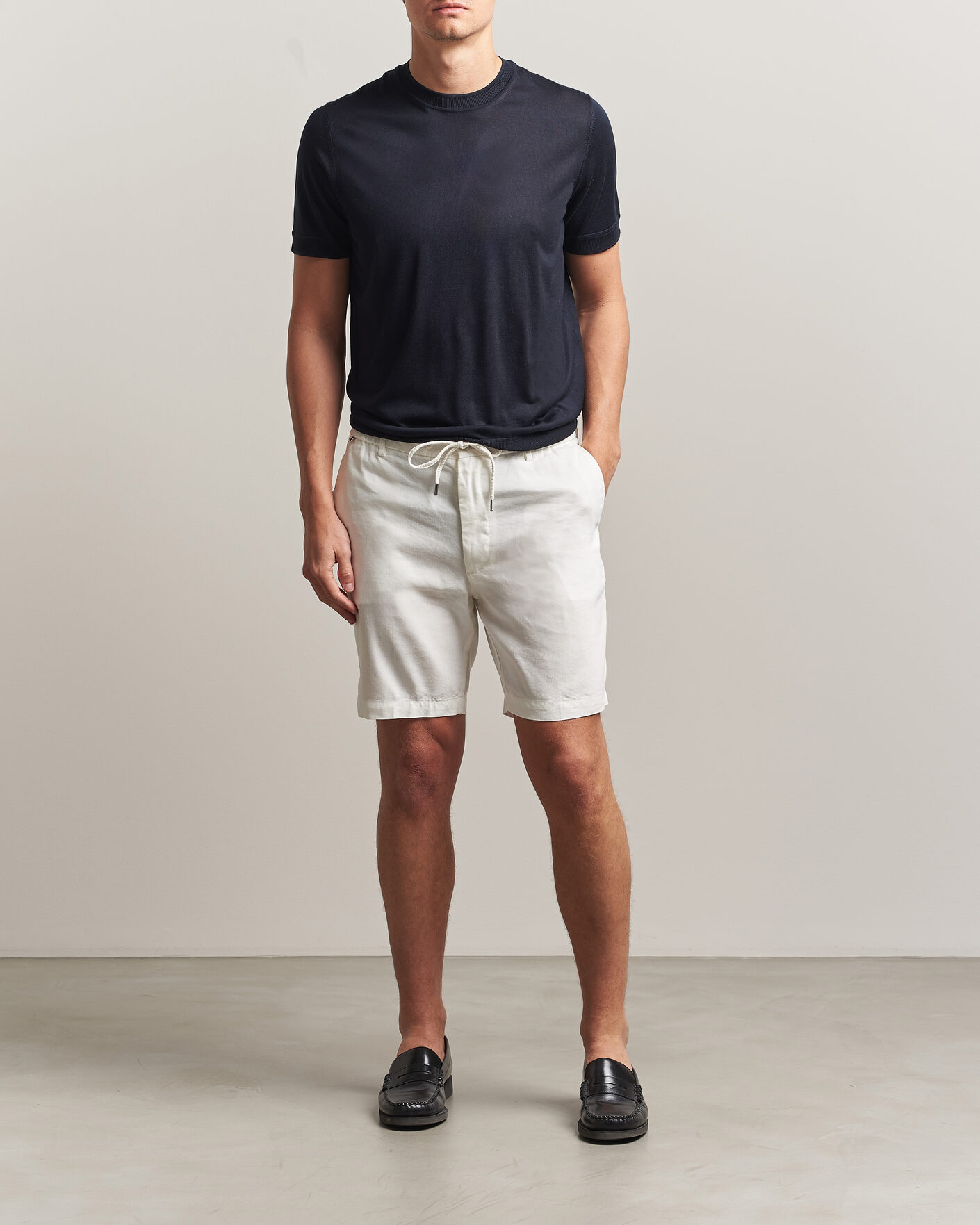 Heren | Korte broek | BOSS BLACK | Kane Linen Drawstring Shorts White