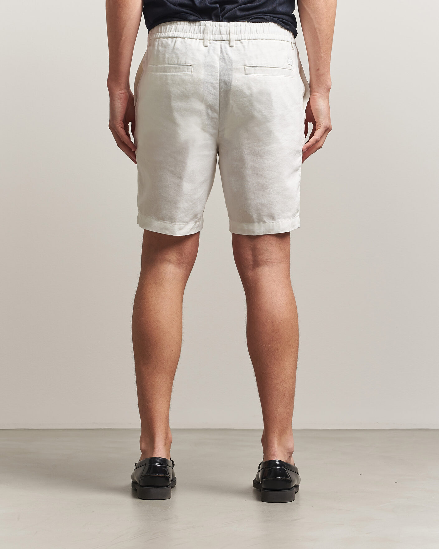 Heren | Korte broek | BOSS BLACK | Kane Linen Drawstring Shorts White