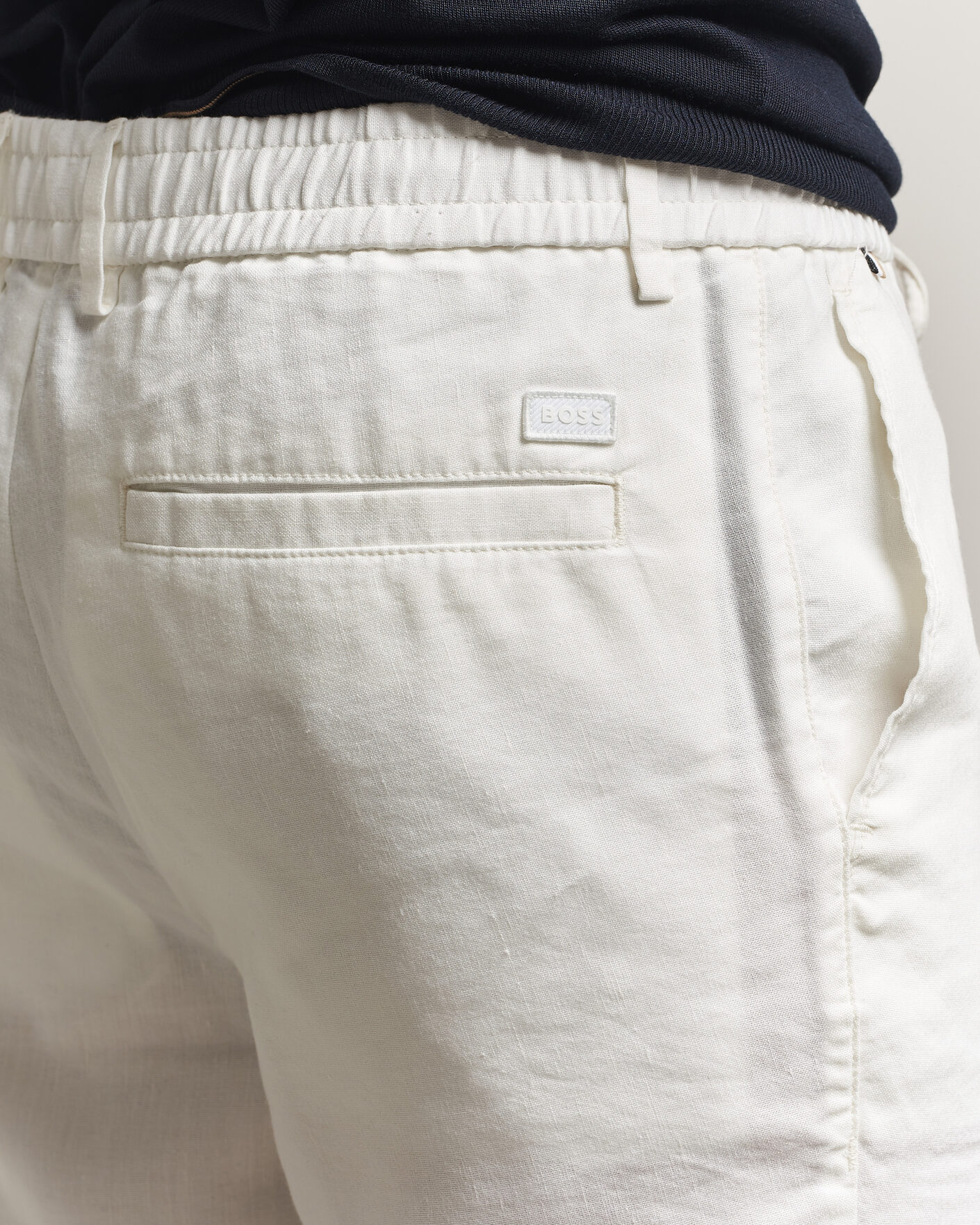 Heren | Korte broek | BOSS BLACK | Kane Linen Drawstring Shorts White