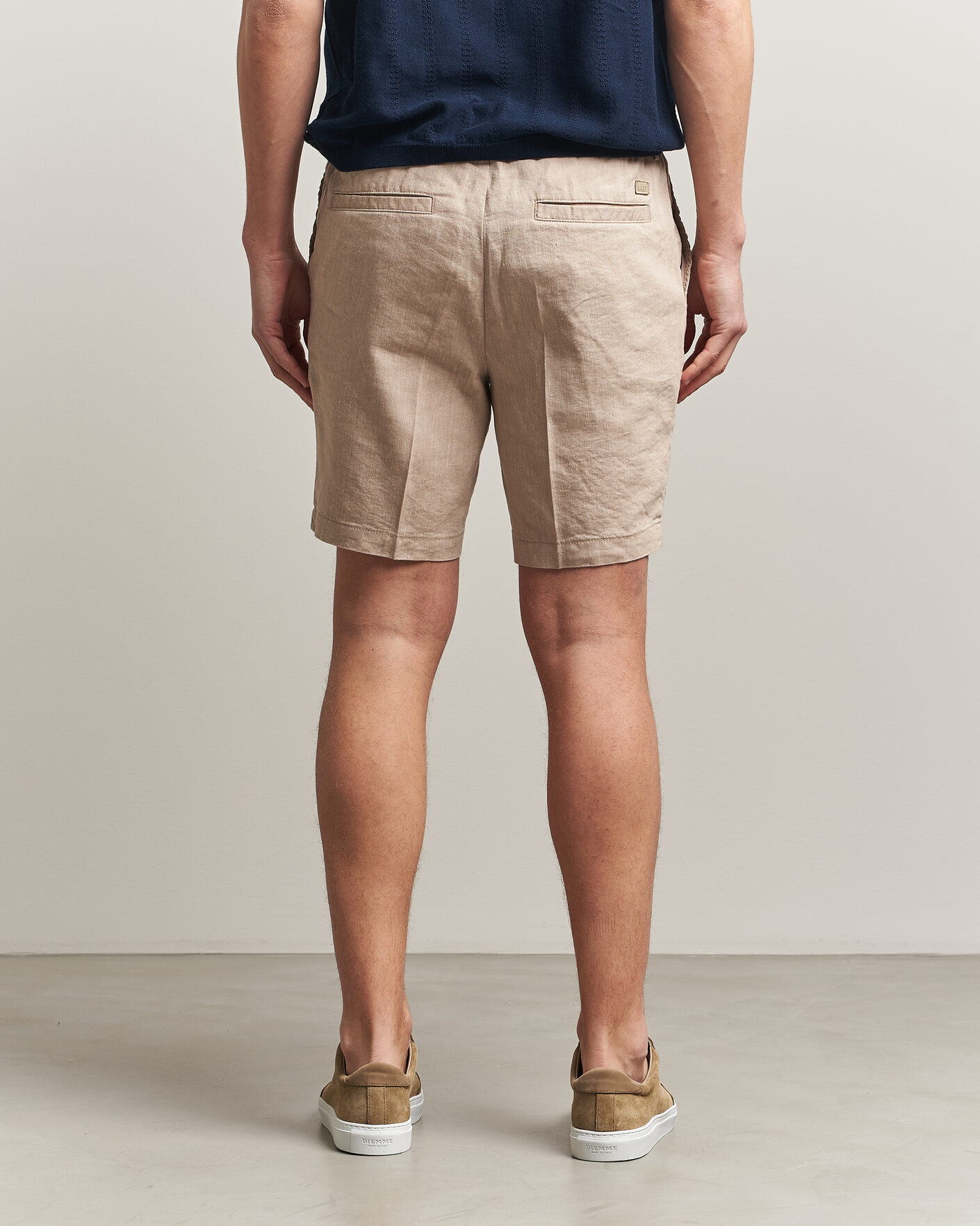 Heren | Korte broek | BOSS BLACK | Kane Linen Drawstring Shorts Open Beige