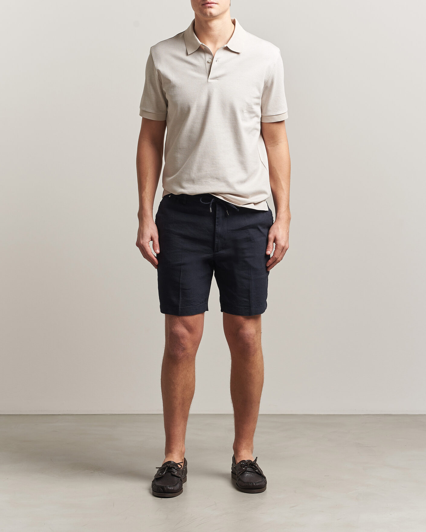 Heren | Korte broek | BOSS BLACK | Kane Linen Drawstring Shorts Dark Blue