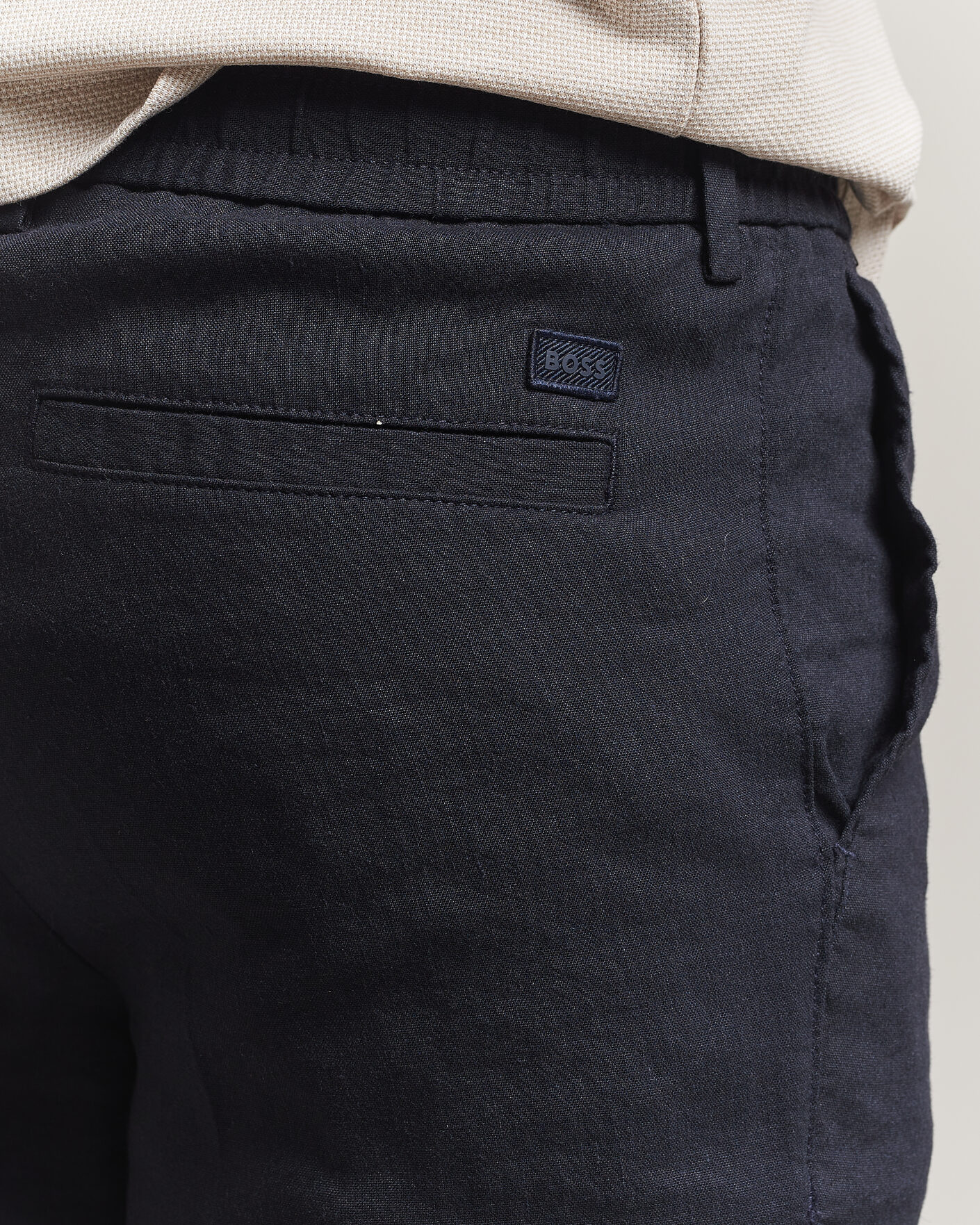 Heren | Korte broek | BOSS BLACK | Kane Linen Drawstring Shorts Dark Blue