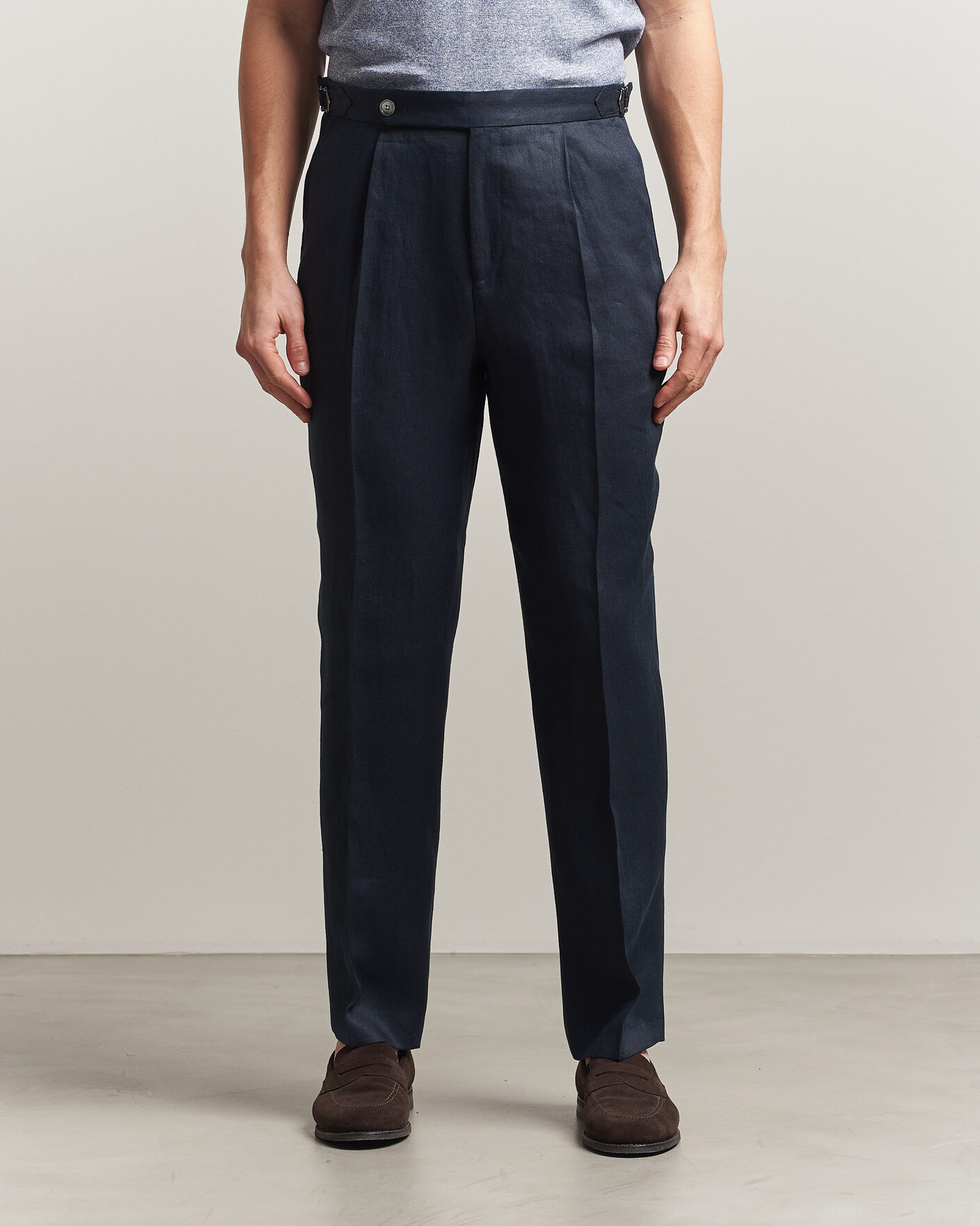 Heren | Broeken | BOSS BLACK | Perino Linen Suit Trousers Dark Blue
