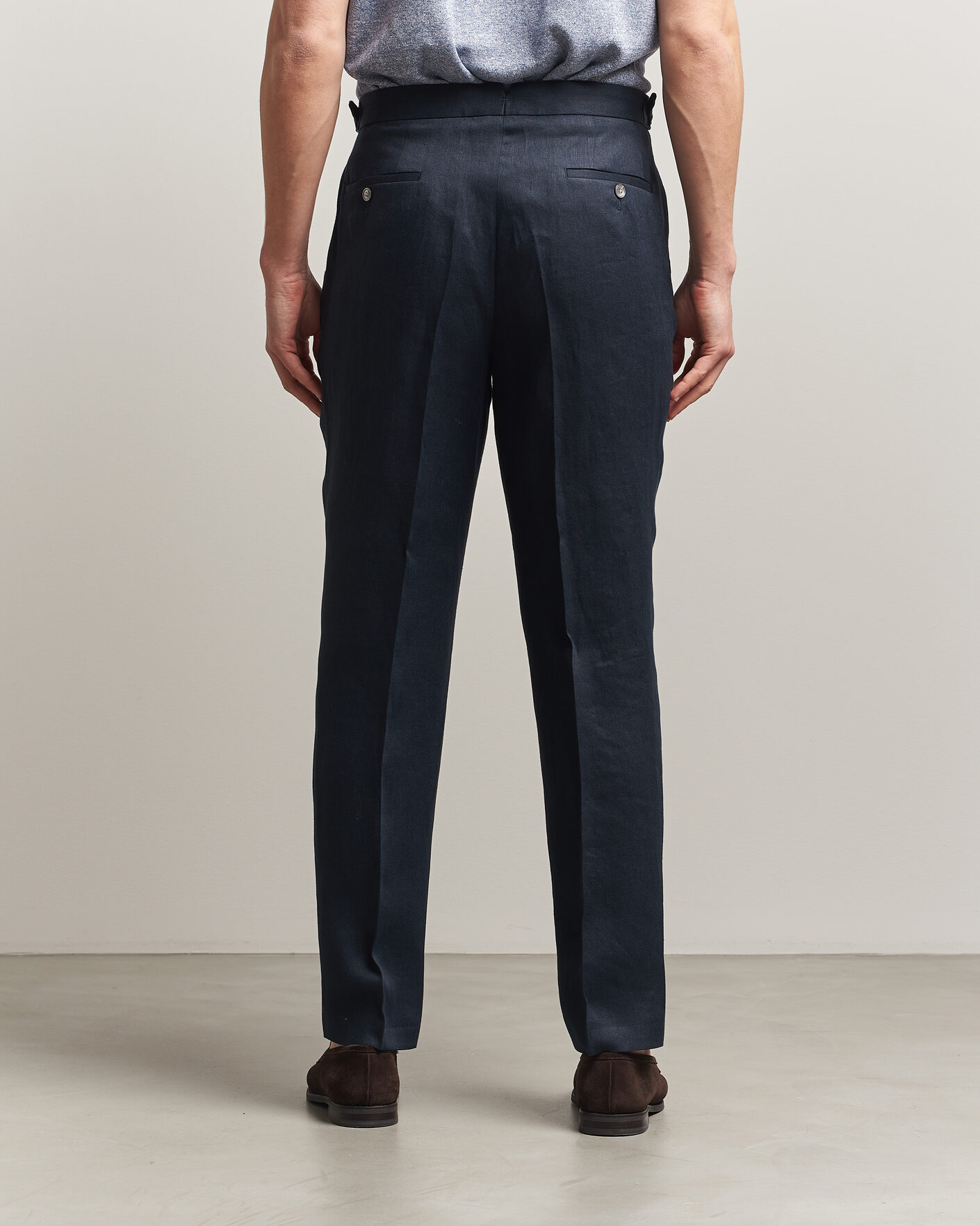 Heren | Broeken | BOSS BLACK | Perino Linen Suit Trousers Dark Blue