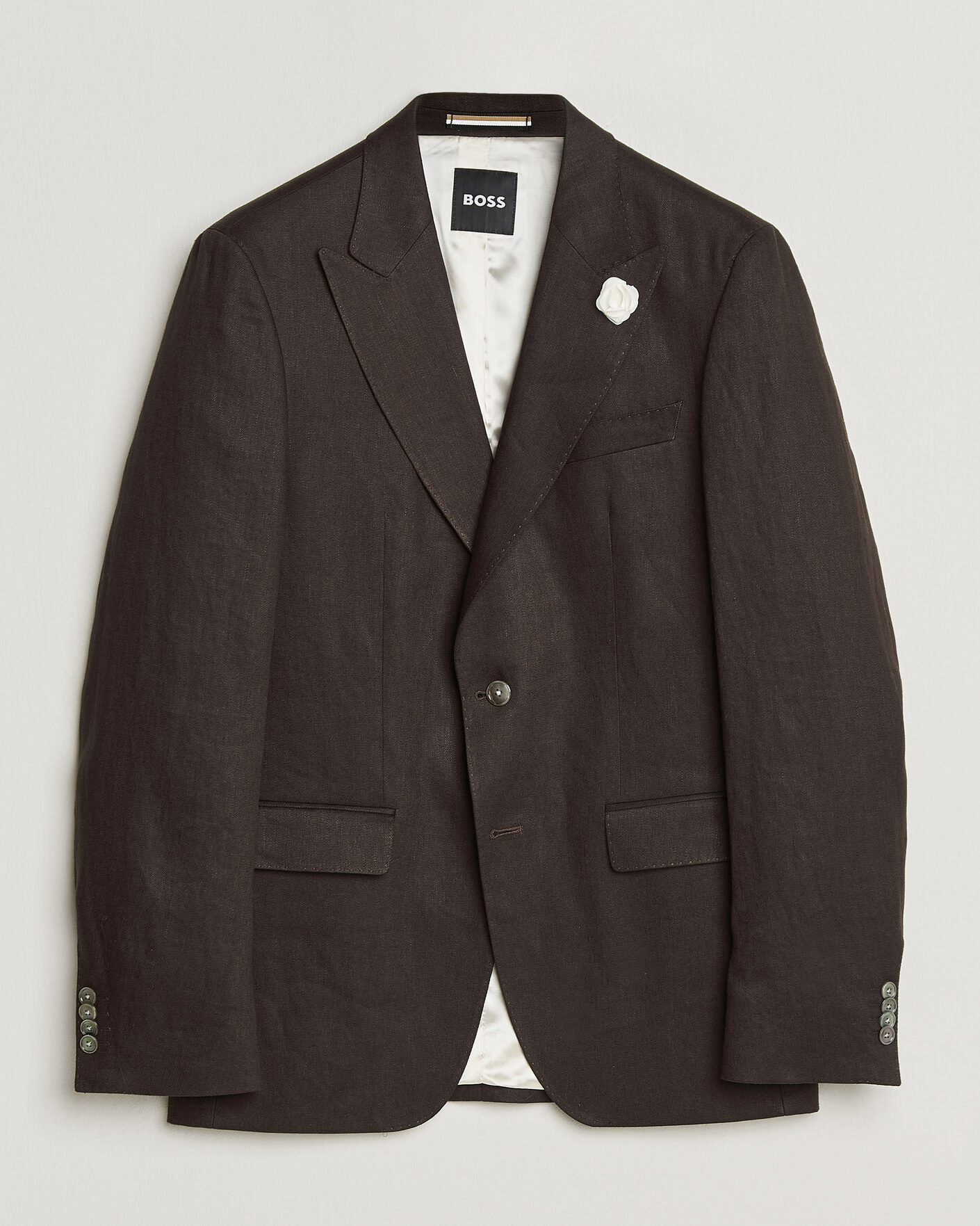 Heren | Blazers | BOSS BLACK | Hutson Linen Suit Blazer Dark Brown
