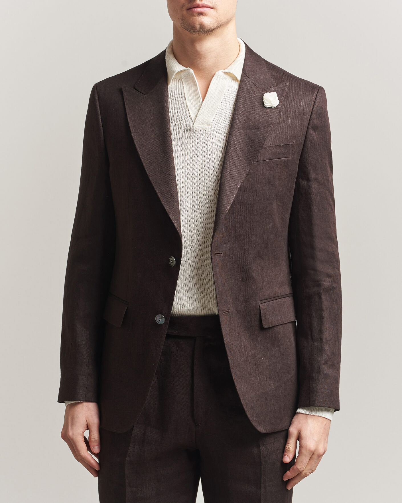 Heren | Blazers | BOSS BLACK | Hutson Linen Suit Blazer Dark Brown