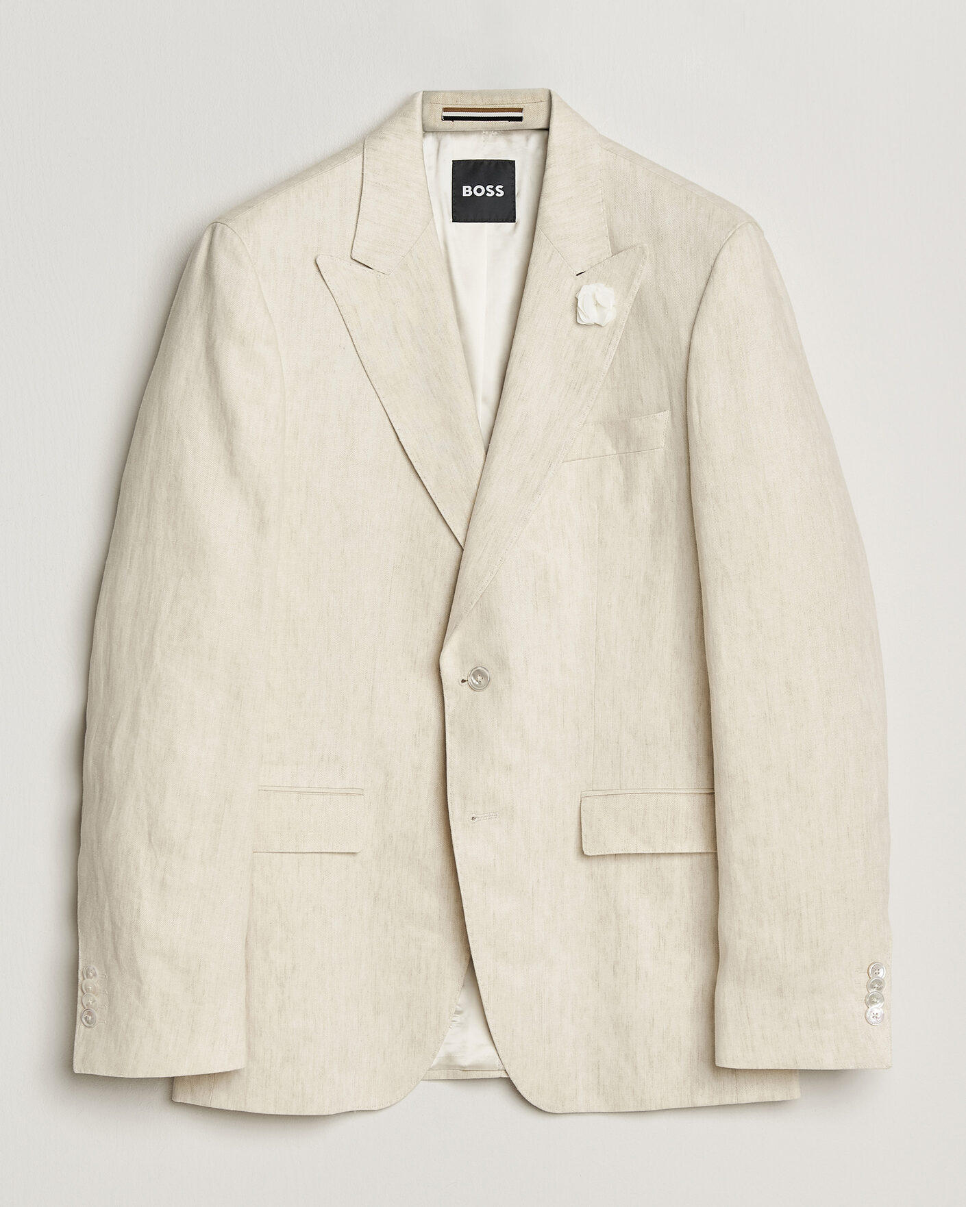 Heren | Blazers | BOSS BLACK | Hutson Linen Suit Blazer Open Beige