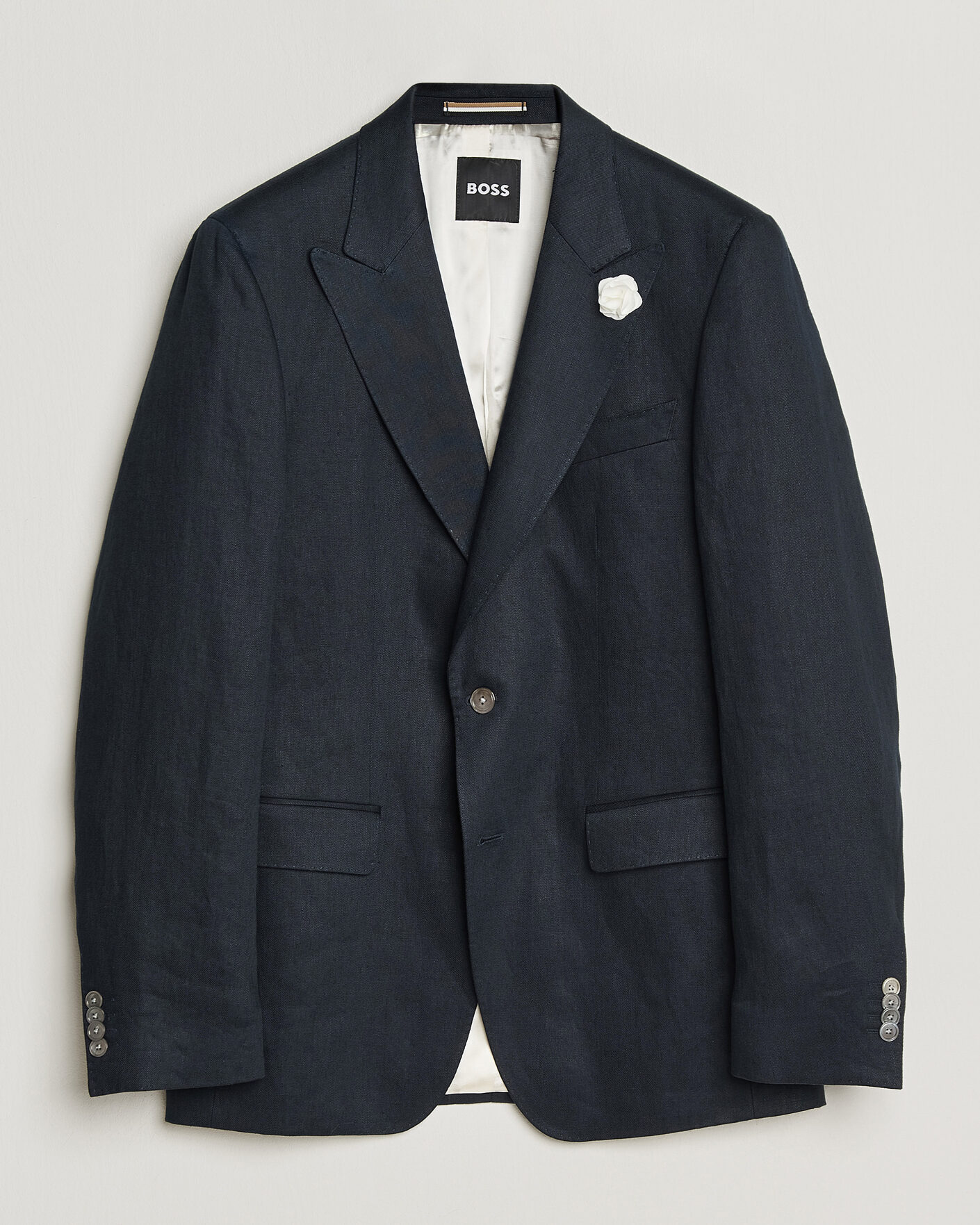 Heren | Blazers | BOSS BLACK | Hutson Linen Suit Blazer Dark Blue