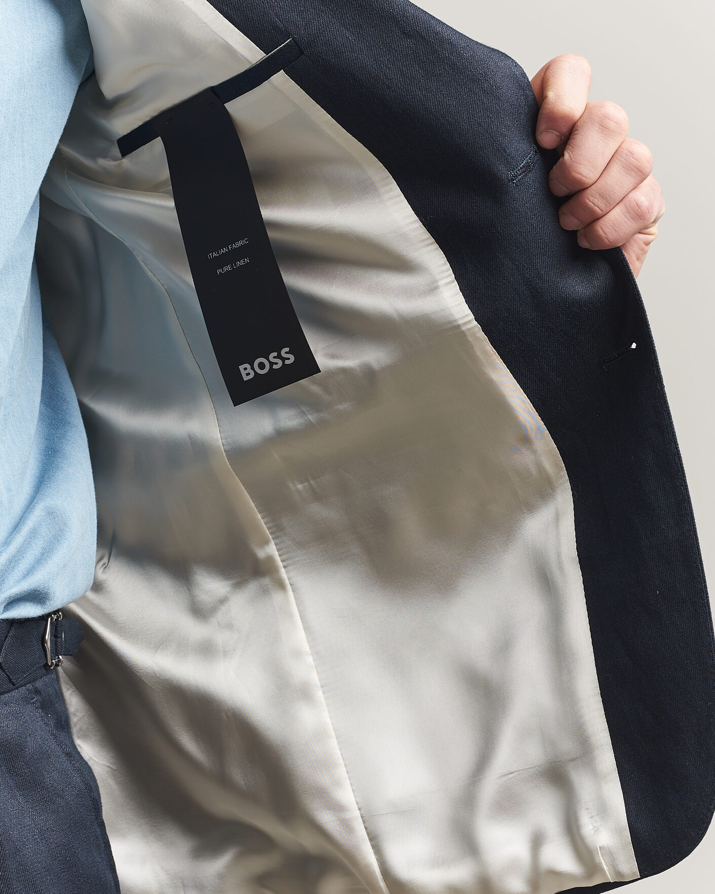 Heren | Blazers | BOSS BLACK | Hutson Linen Suit Blazer Dark Blue