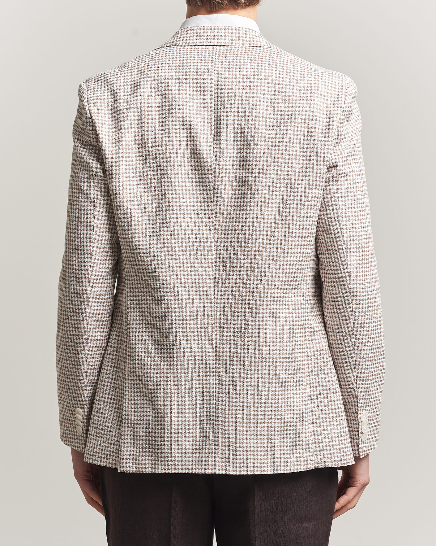 Heren | Blazers | BOSS BLACK | Hutson Linen/Cotton Houndstooth Blazer Open Beige