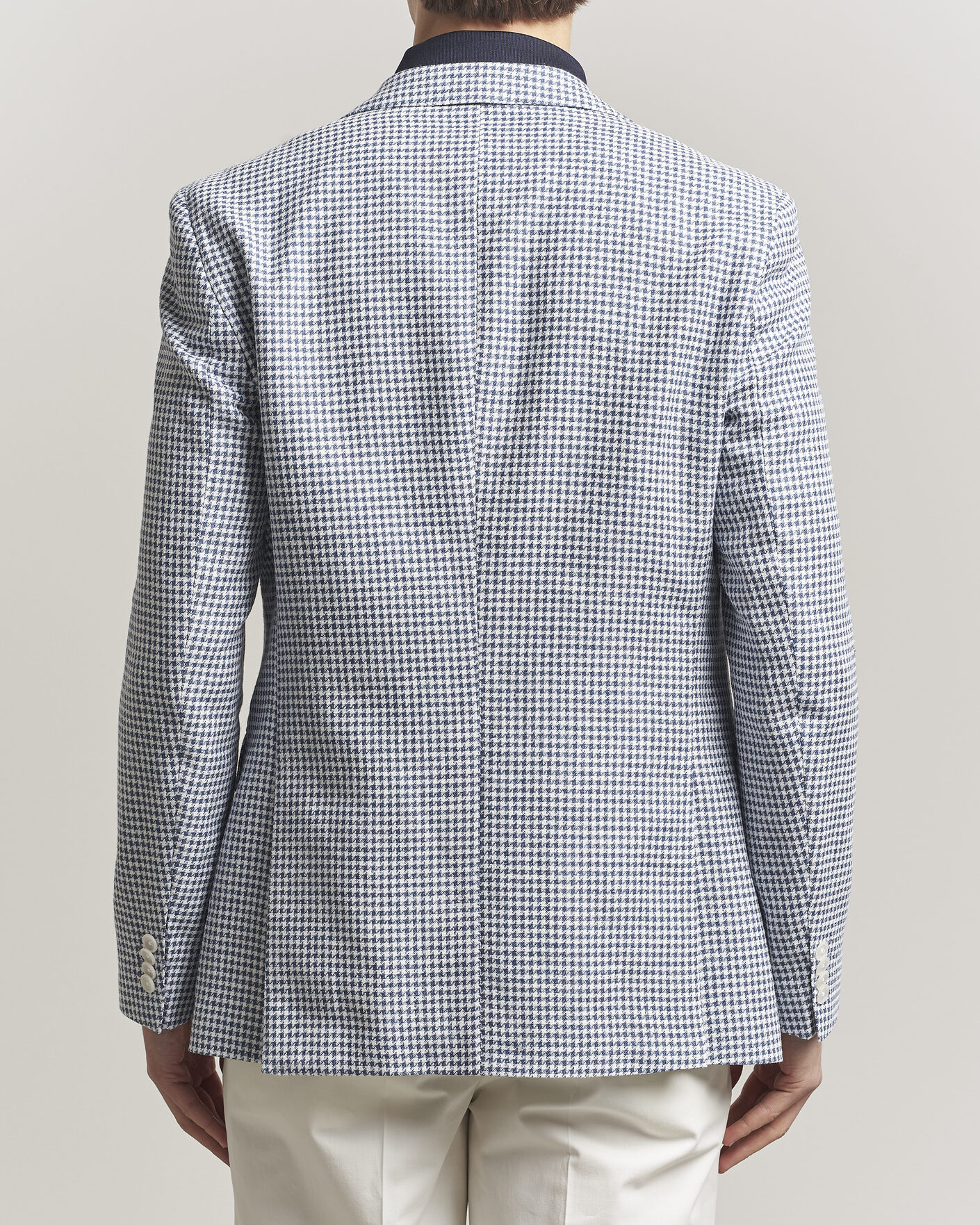 Heren | Blazers | BOSS BLACK | Hutson Linen/Cotton Houndstooth Blazer Open Blue