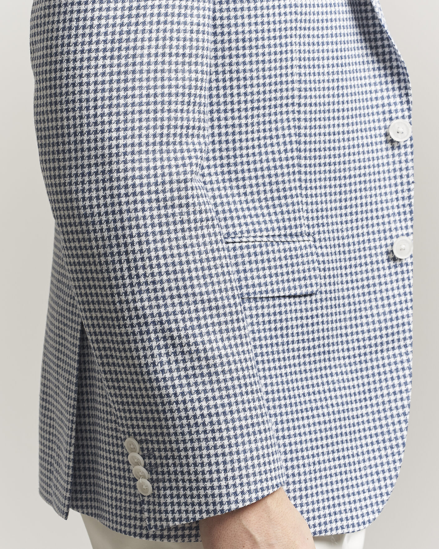 Heren | Blazers | BOSS BLACK | Hutson Linen/Cotton Houndstooth Blazer Open Blue