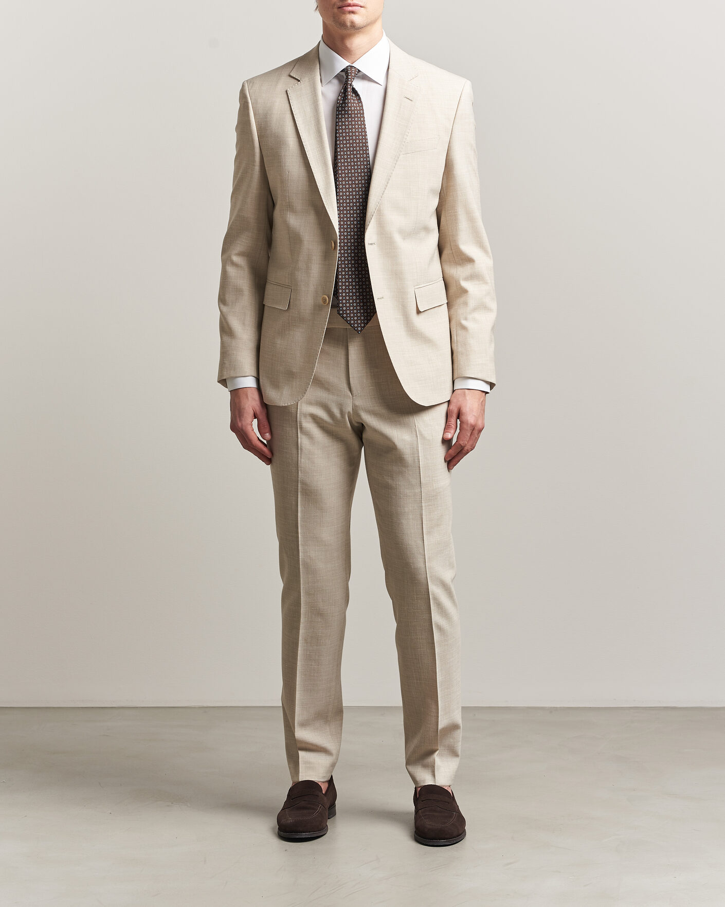 Heren | Pakken | BOSS BLACK | Huge Wool/Linen Suit Open Beige