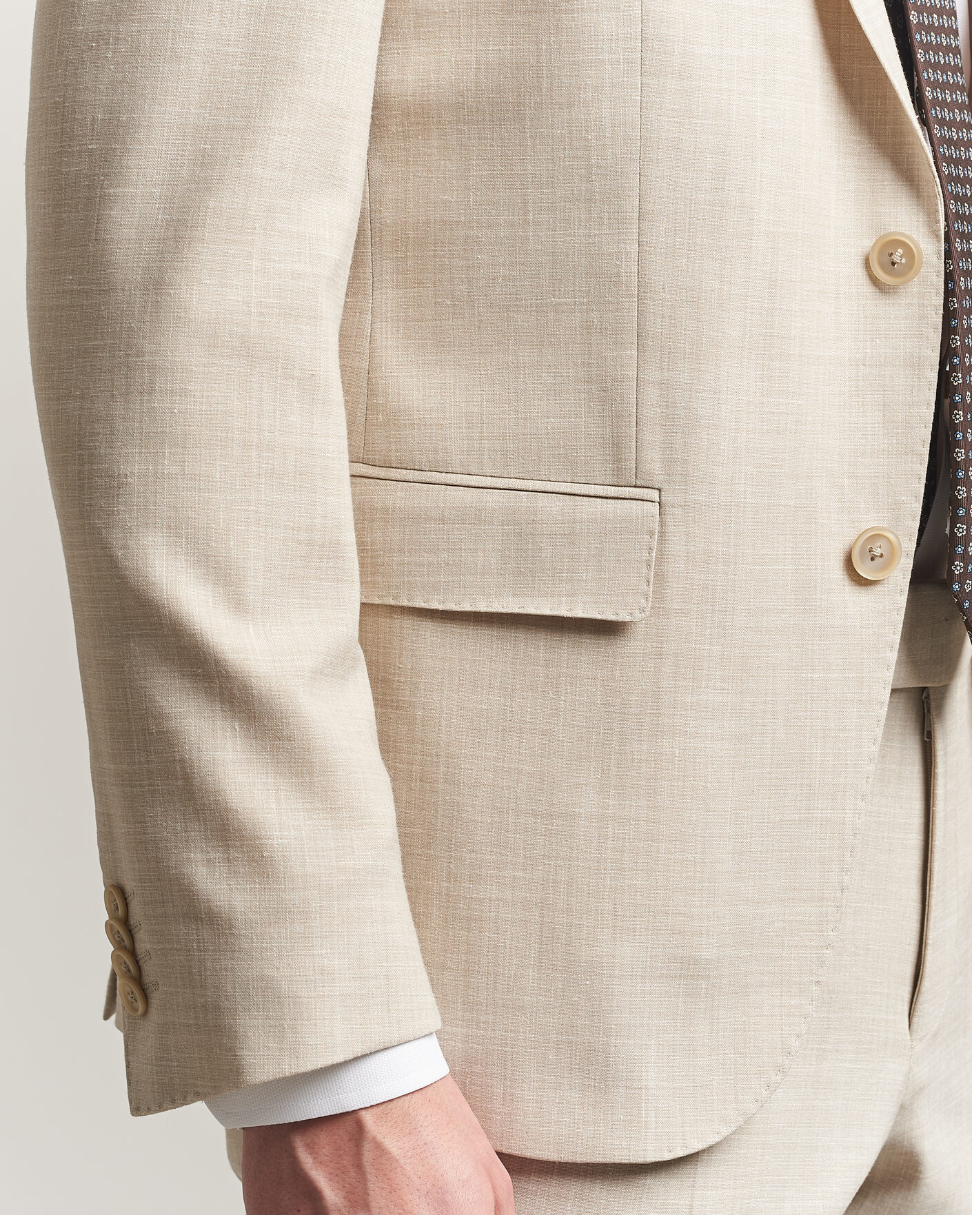 Heren | Pakken | BOSS BLACK | Huge Wool/Linen Suit Open Beige