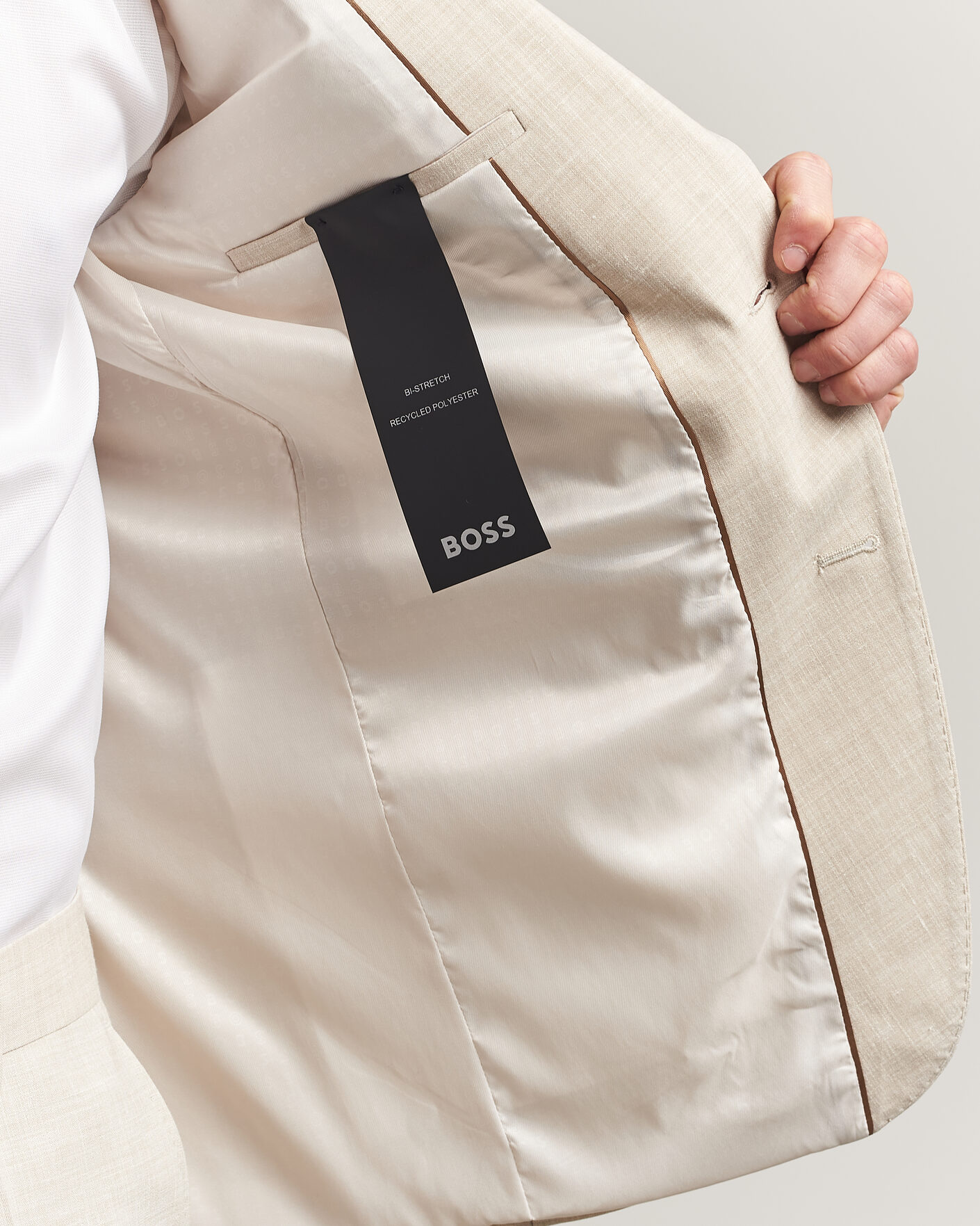 Heren | Pakken | BOSS BLACK | Huge Wool/Linen Suit Open Beige