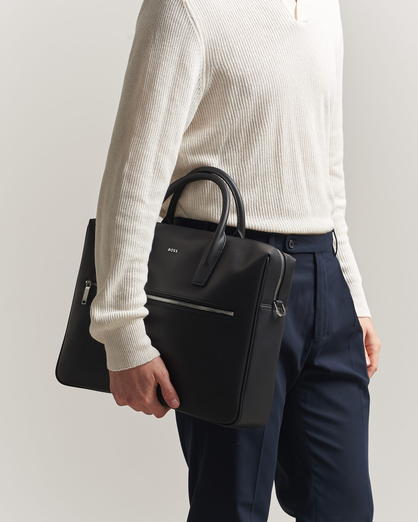 Heren | Tassen | BOSS BLACK | Daxter Leather Briefcase Black