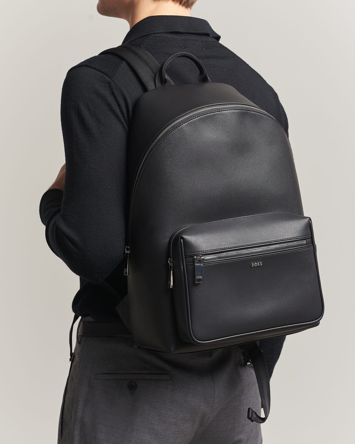 Heren | Tassen | BOSS BLACK | Daxter Leather Backpack Black