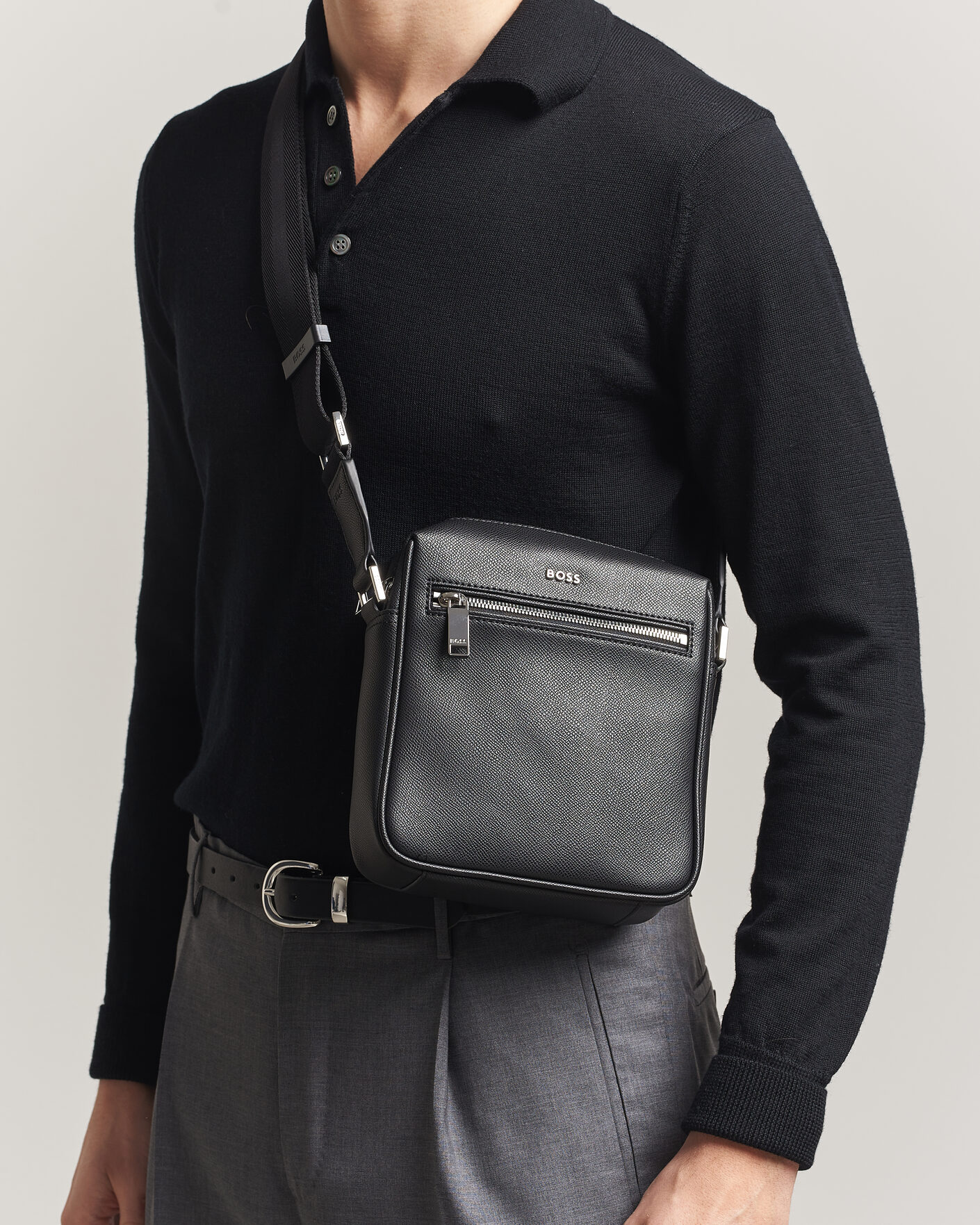 Heren | Tassen | BOSS BLACK | Daxter Leather Crossbody Bag Black