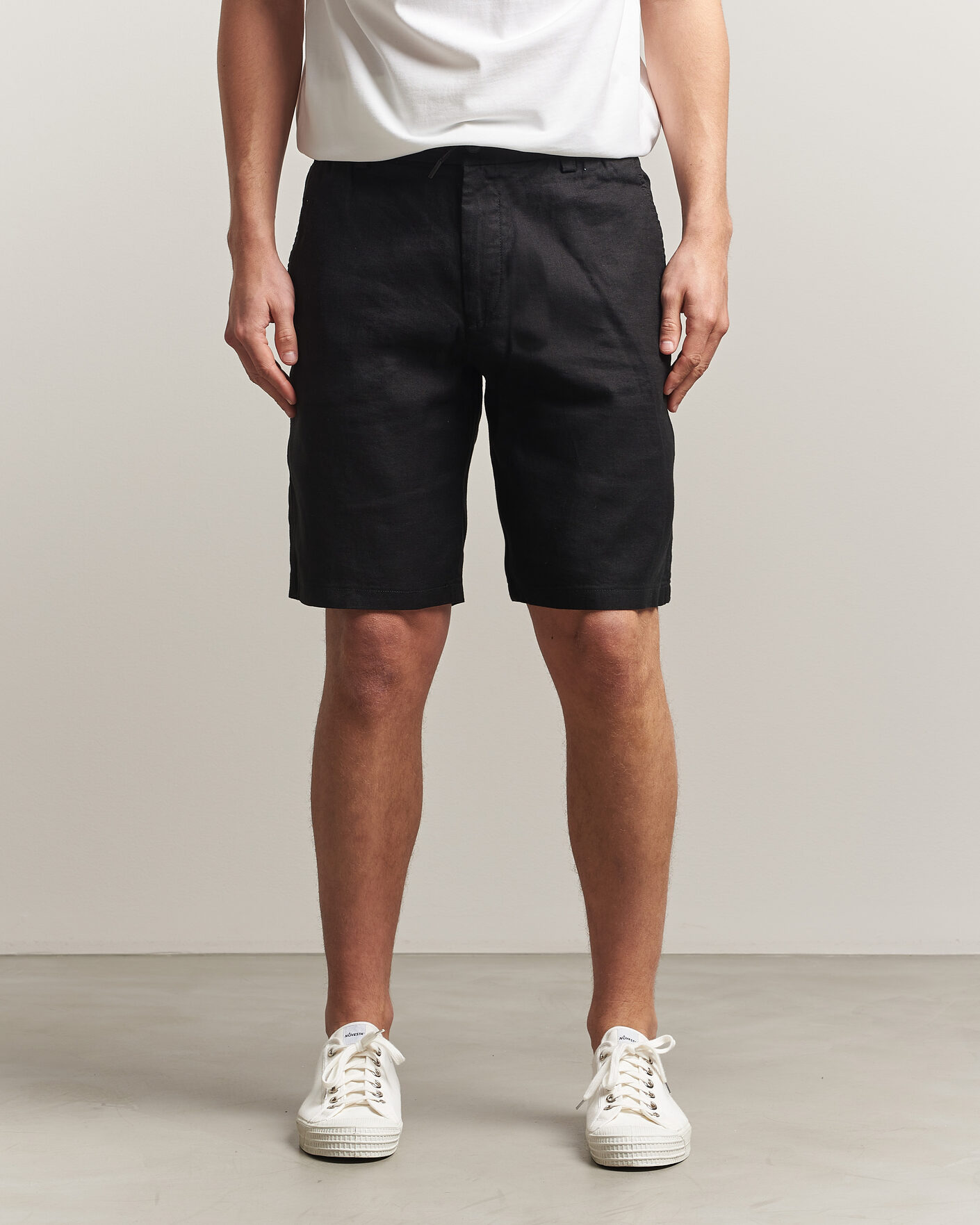 Heren | Korte broek | BOSS ORANGE | Tapered Linen Drawstring Shorts Black