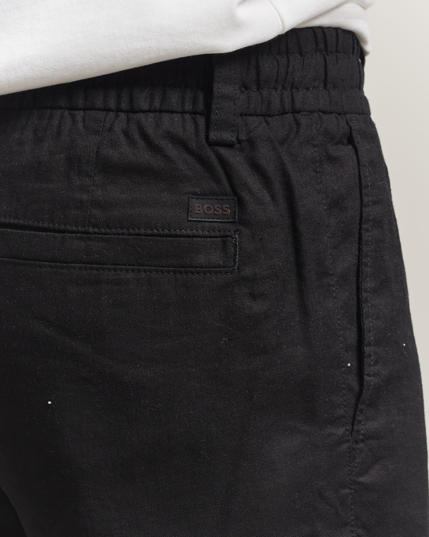 Heren | Korte broek | BOSS ORANGE | Tapered Linen Drawstring Shorts Black