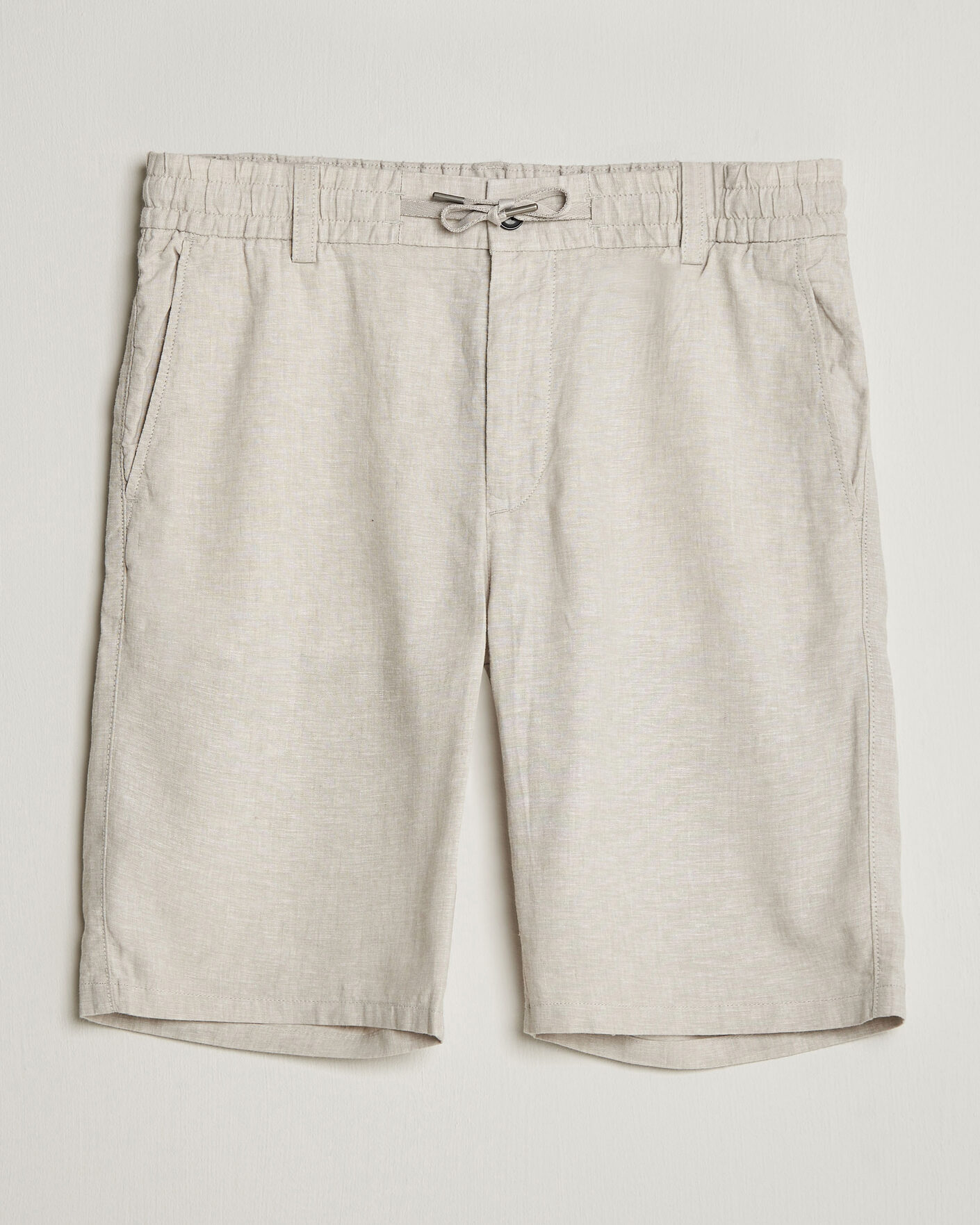 Heren | Korte broek | BOSS ORANGE | Tapered Linen Drawstring Shorts Open Grey