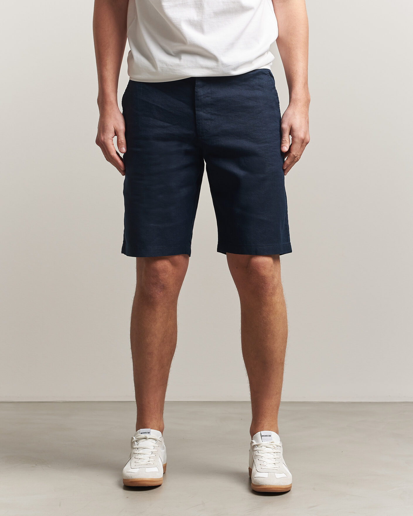 Heren | Korte broek | BOSS ORANGE | Tapered Linen Drawstring Shorts Dark Blue