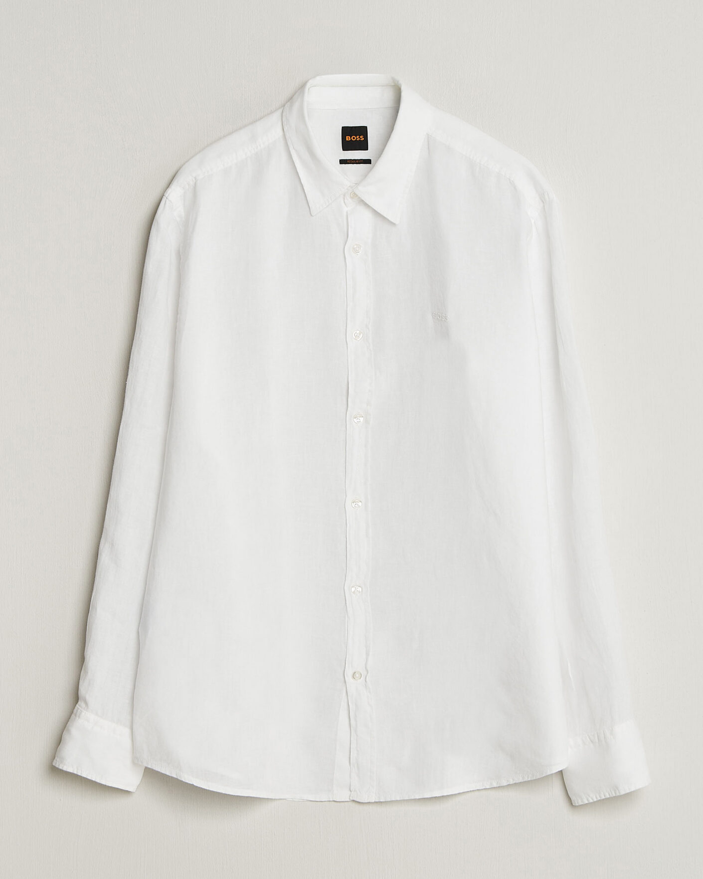 Heren | Overhemden | BOSS ORANGE | Relegant Linen Shirt White