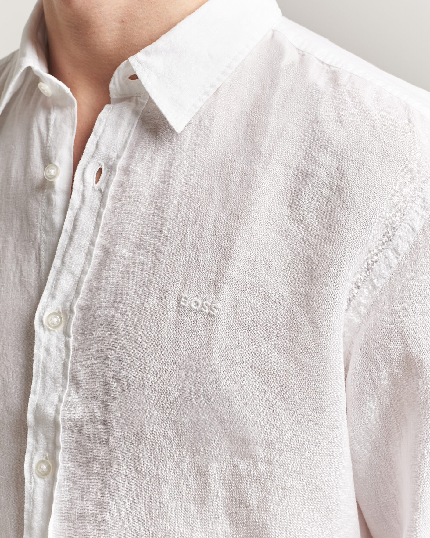 Heren | Overhemden | BOSS ORANGE | Relegant Linen Shirt White