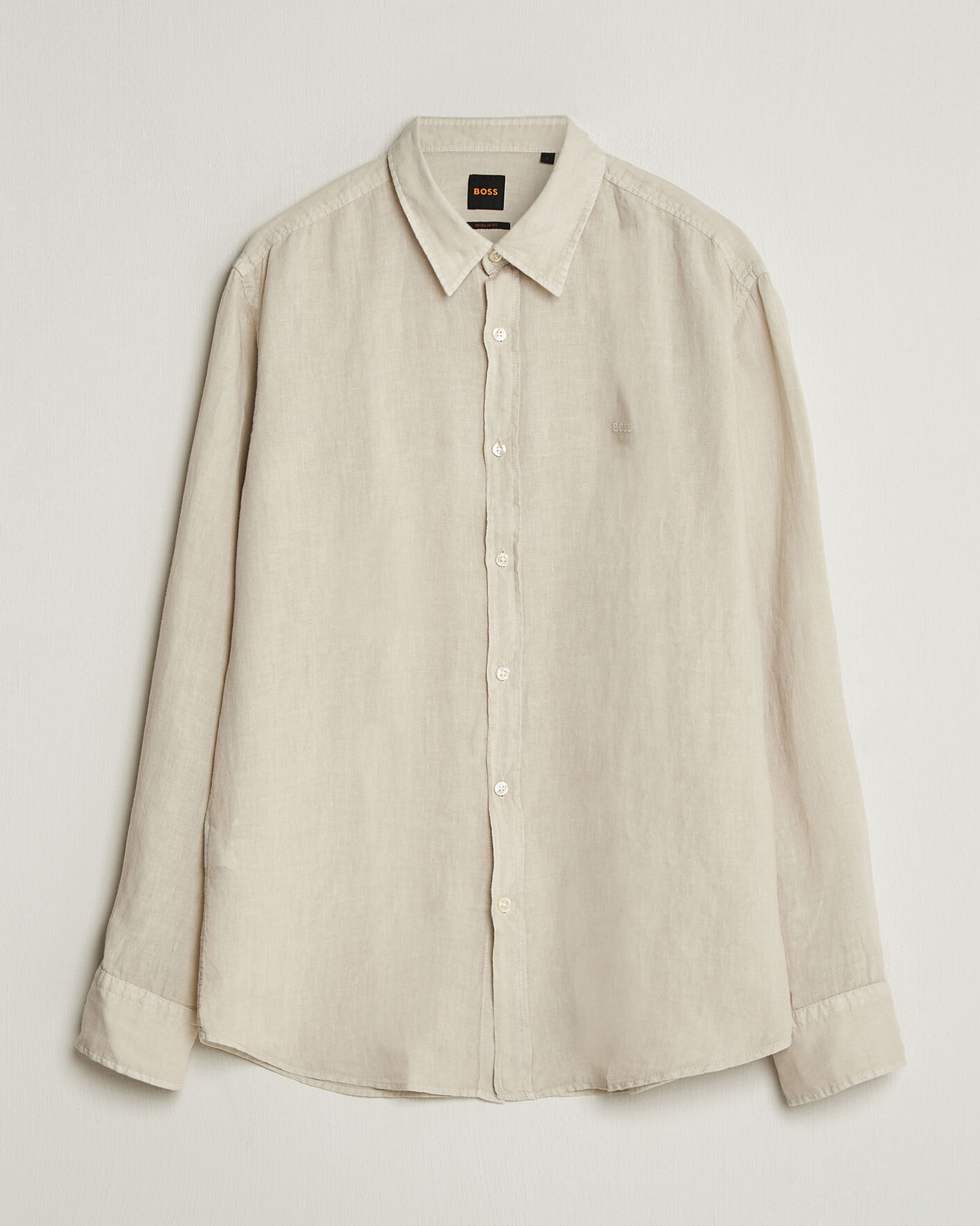 Heren | Overhemden | BOSS ORANGE | Relegant Linen Shirt Light Beige