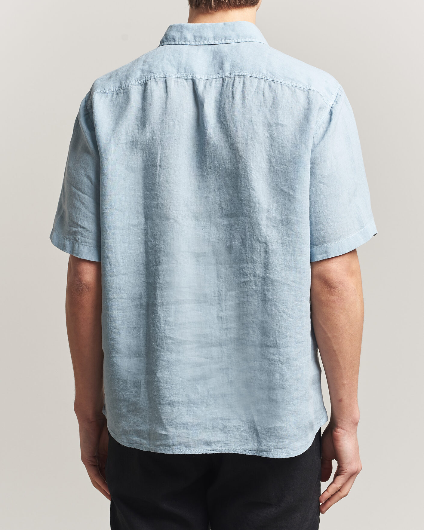 Heren | Overhemden | BOSS ORANGE | Rash Linen Short Sleeve Shirt Light Blue