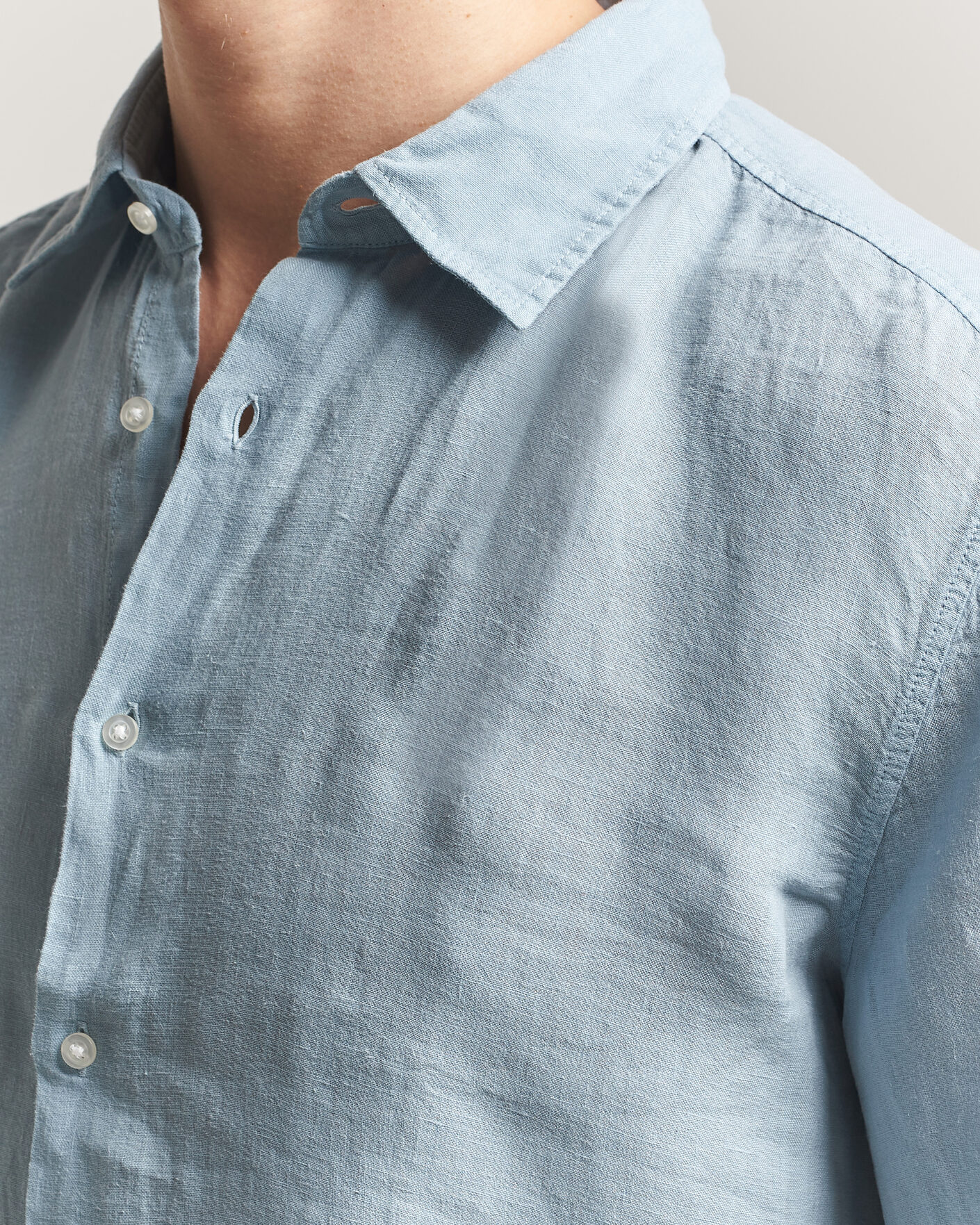 Heren | Overhemden | BOSS ORANGE | Rash Linen Short Sleeve Shirt Light Blue