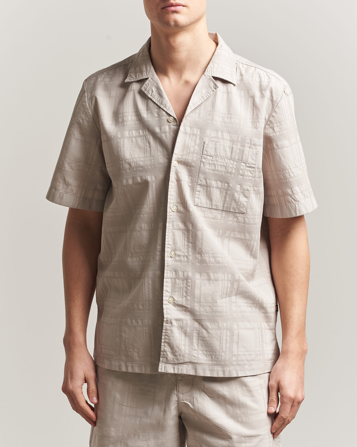 Heren | Overhemden | BOSS ORANGE | Rayer Cotton Resort Shirt Beige