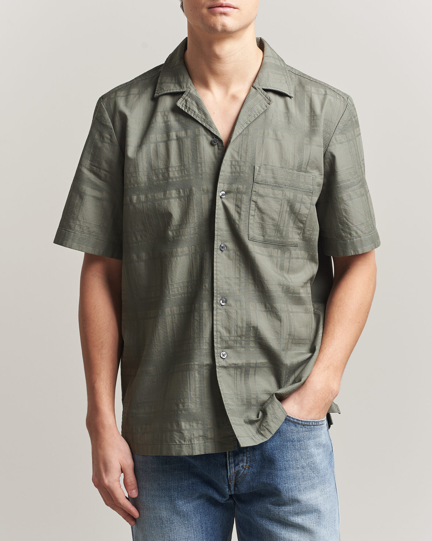 Heren | Overhemden | BOSS ORANGE | Rayer Cotton Resort Shirt Open Grey