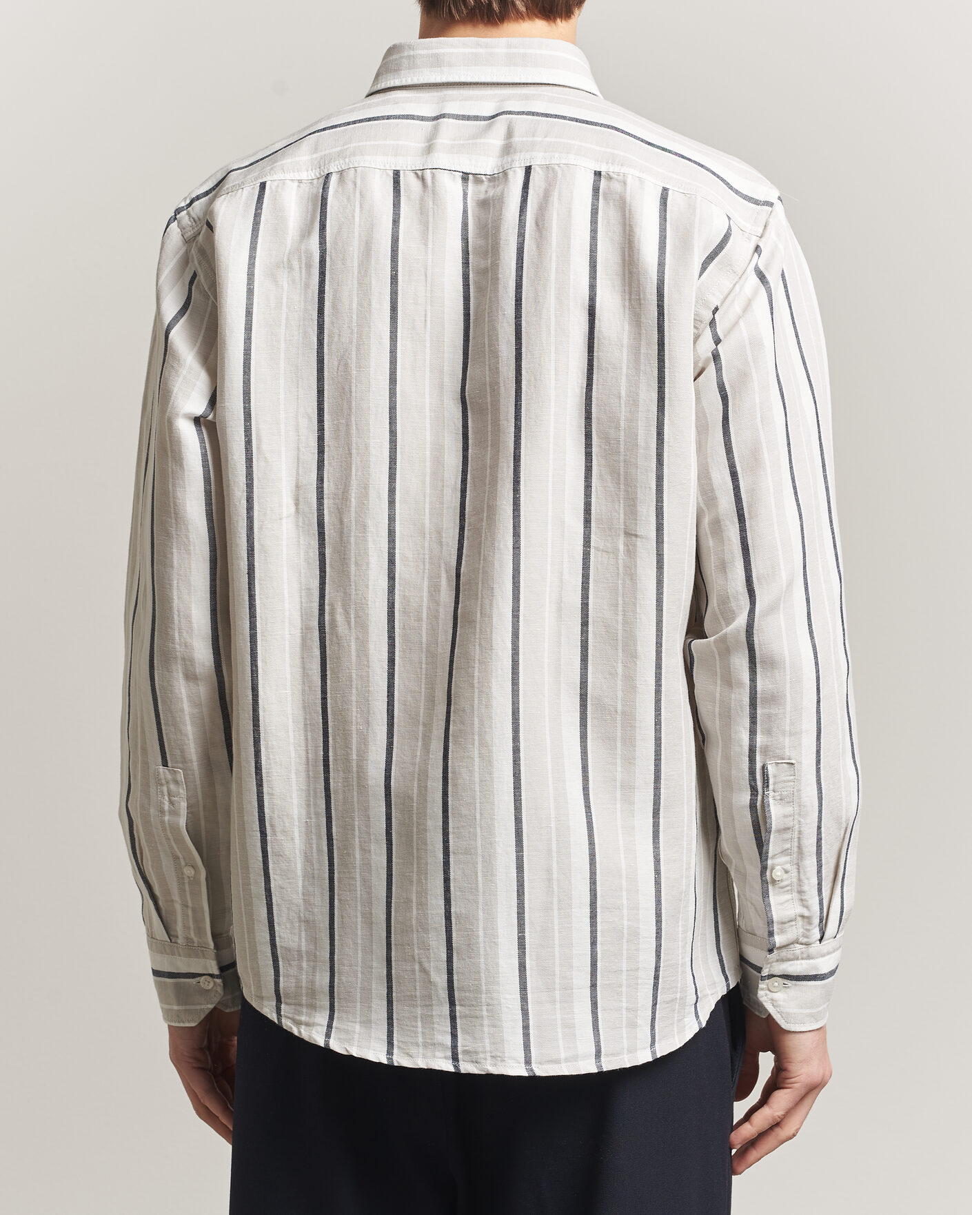 Heren | Overhemden | BOSS ORANGE | Ricoplus Linen/Cotton Striped Shirt Beige