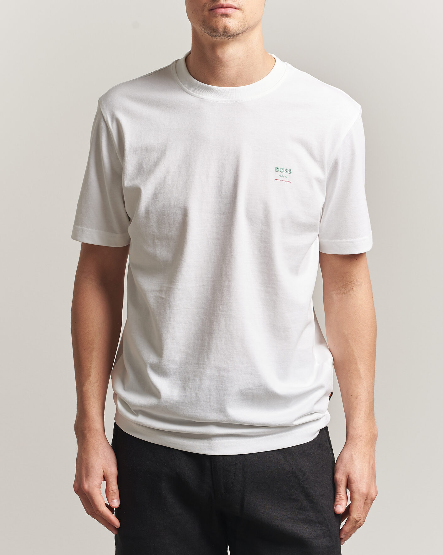 Heren | T-shirts | BOSS ORANGE | Groove Printed Crew Neck T-Shirt White