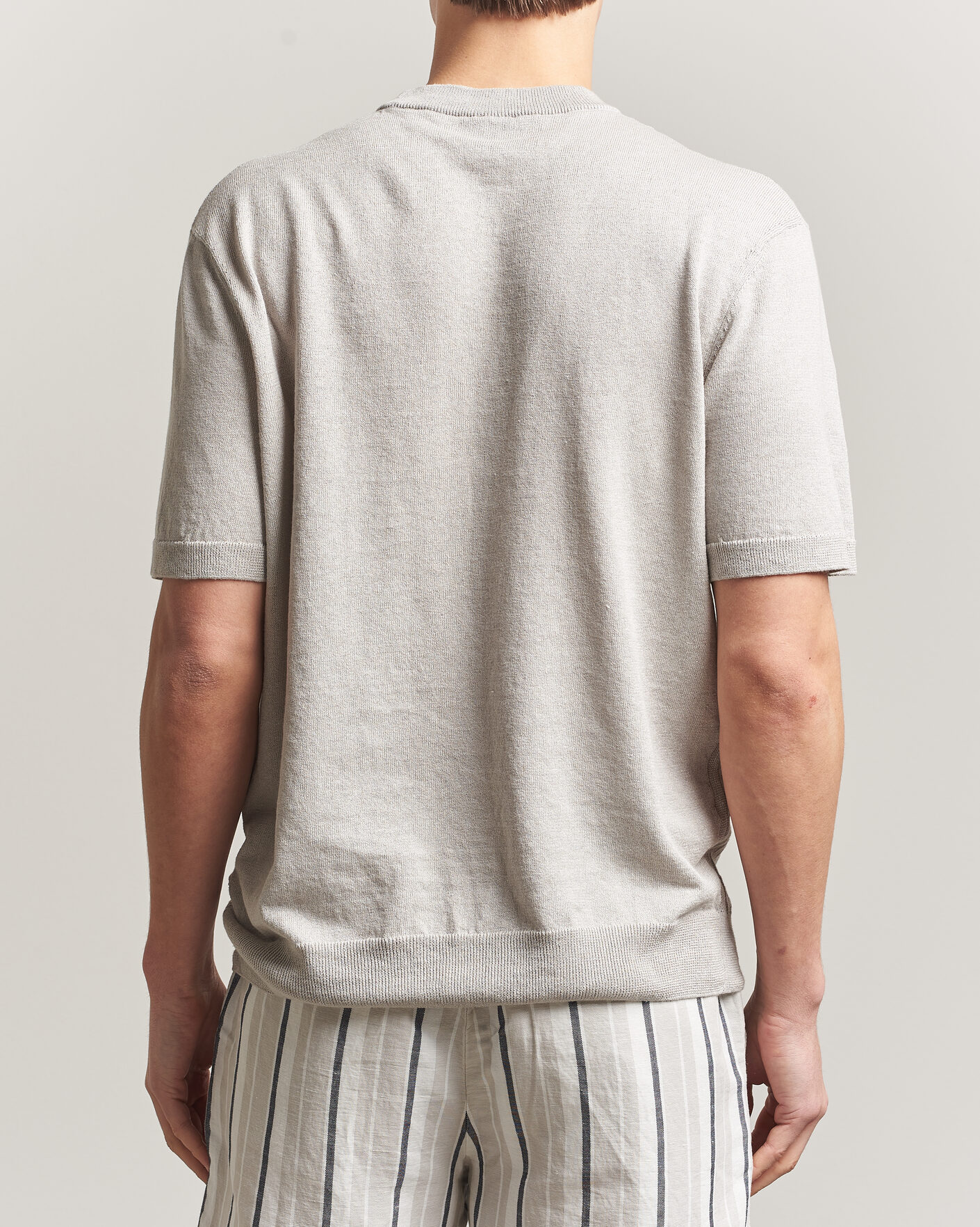 Heren | T-shirts | BOSS ORANGE | Kajordino Linen/Cotton Knitted T-Shirt Beige