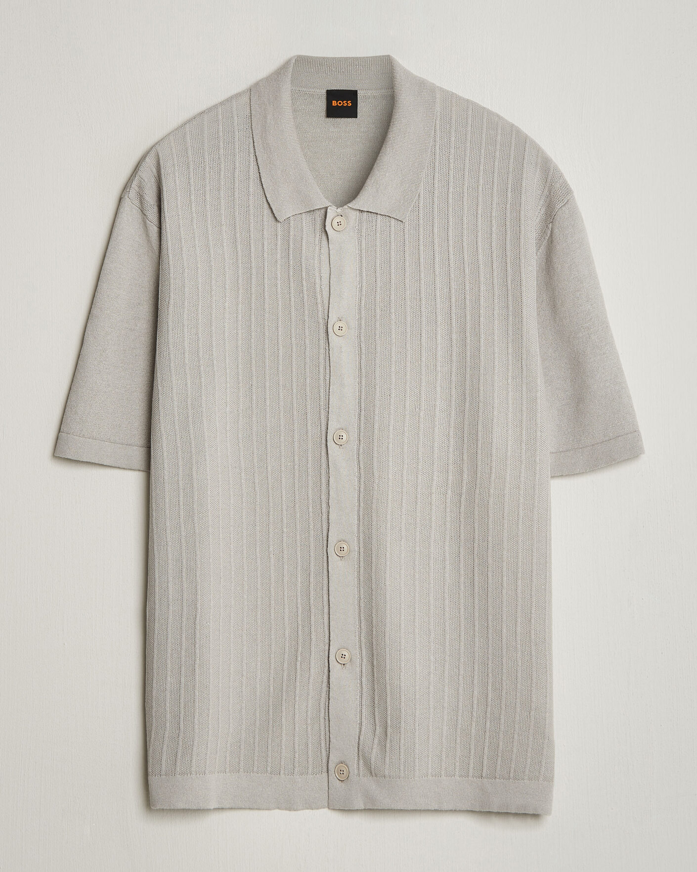 Heren | Overhemden | BOSS ORANGE | Amicino Linen/Cotton Knitted Shirt Beige