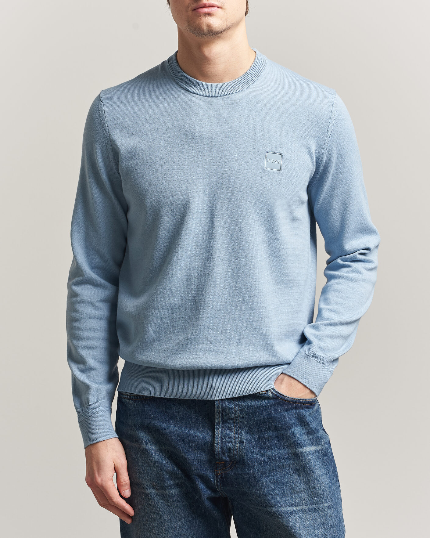 Heren | Truien | BOSS ORANGE | Kanovano Knitted Sweater Light Blue