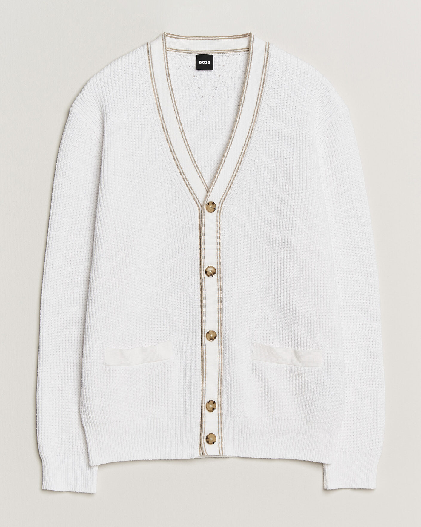 Heren | Truien | BOSS BLACK | Napoli Knitted Cardigan White