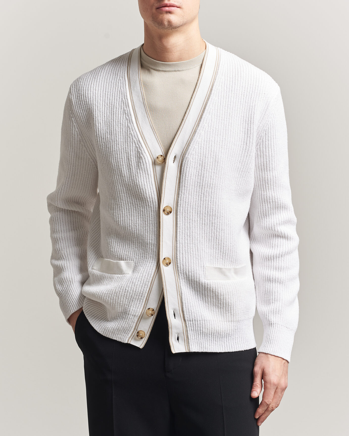 Heren | Truien | BOSS BLACK | Napoli Knitted Cardigan White