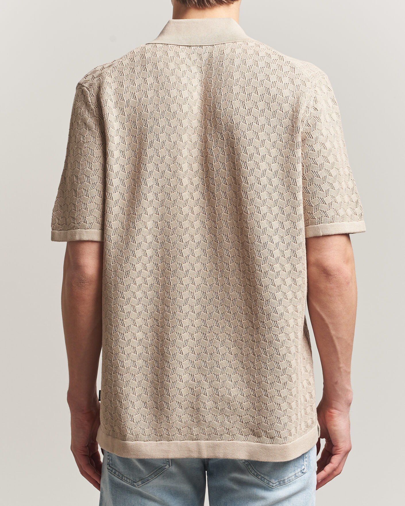 Heren | Overhemden | BOSS BLACK | Nappo Knitted Short Sleeve Shirt Open Beige