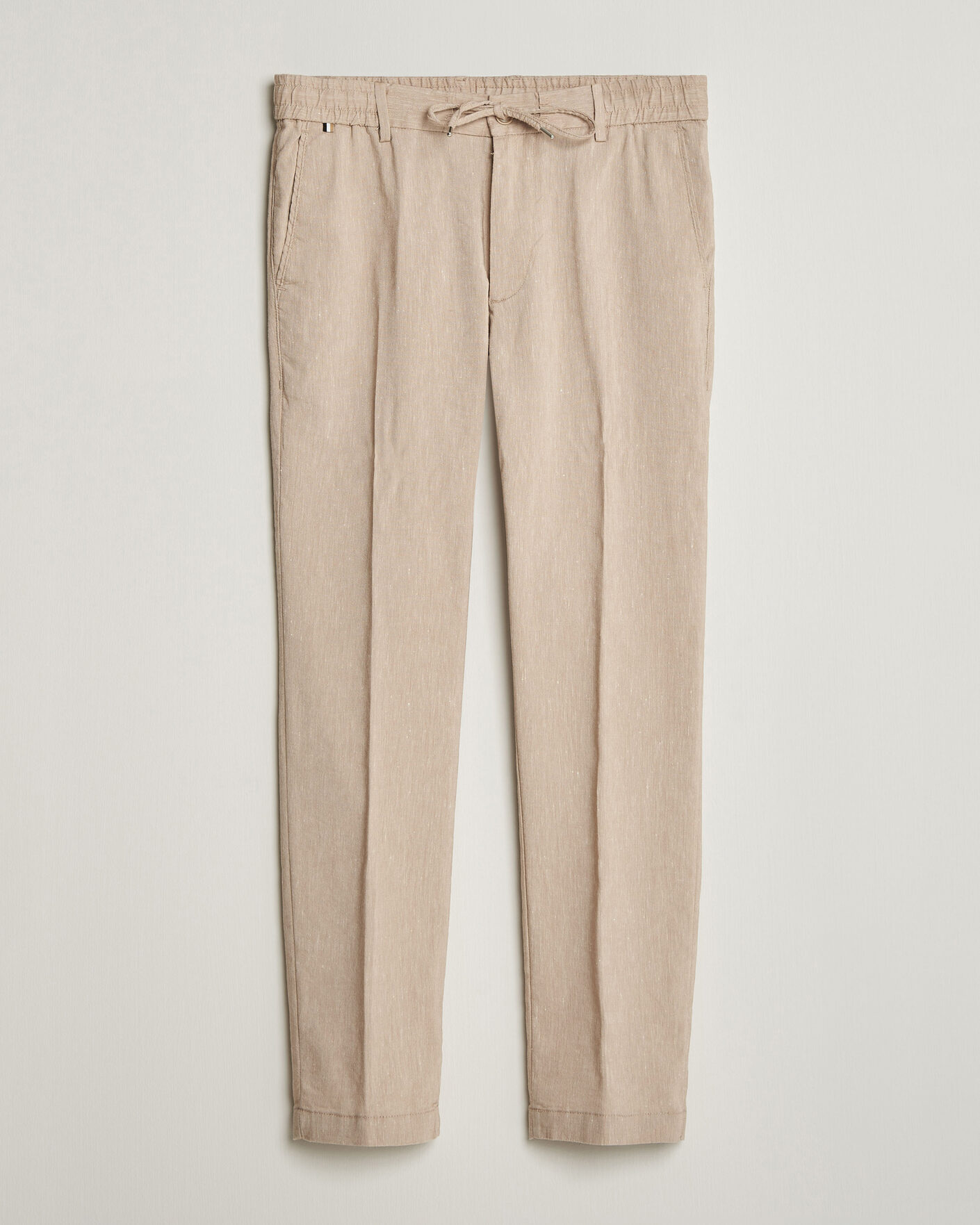 Heren | Broeken | BOSS BLACK | Kane Linen Drawstring Trousers Open Beige