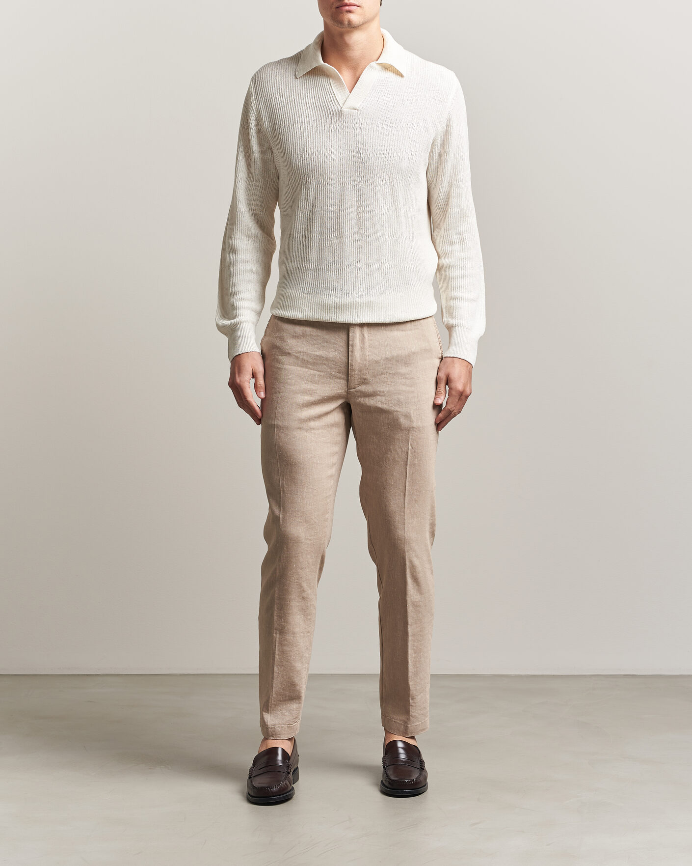 Heren | Broeken | BOSS BLACK | Kane Linen Drawstring Trousers Open Beige