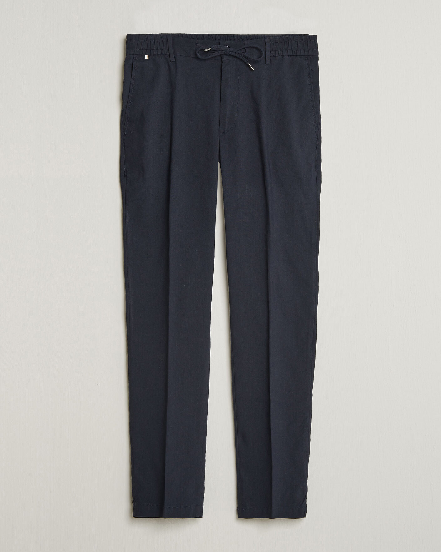 Heren | Broeken | BOSS BLACK | Kane Linen Drawstring Trousers Dark Blue