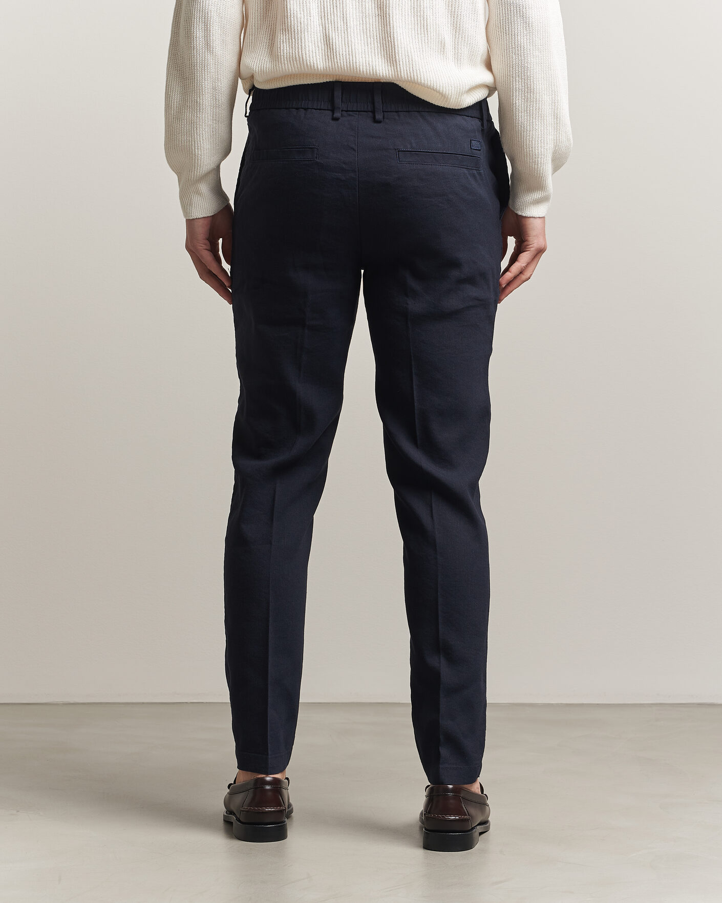 Heren | Broeken | BOSS BLACK | Kane Linen Drawstring Trousers Dark Blue