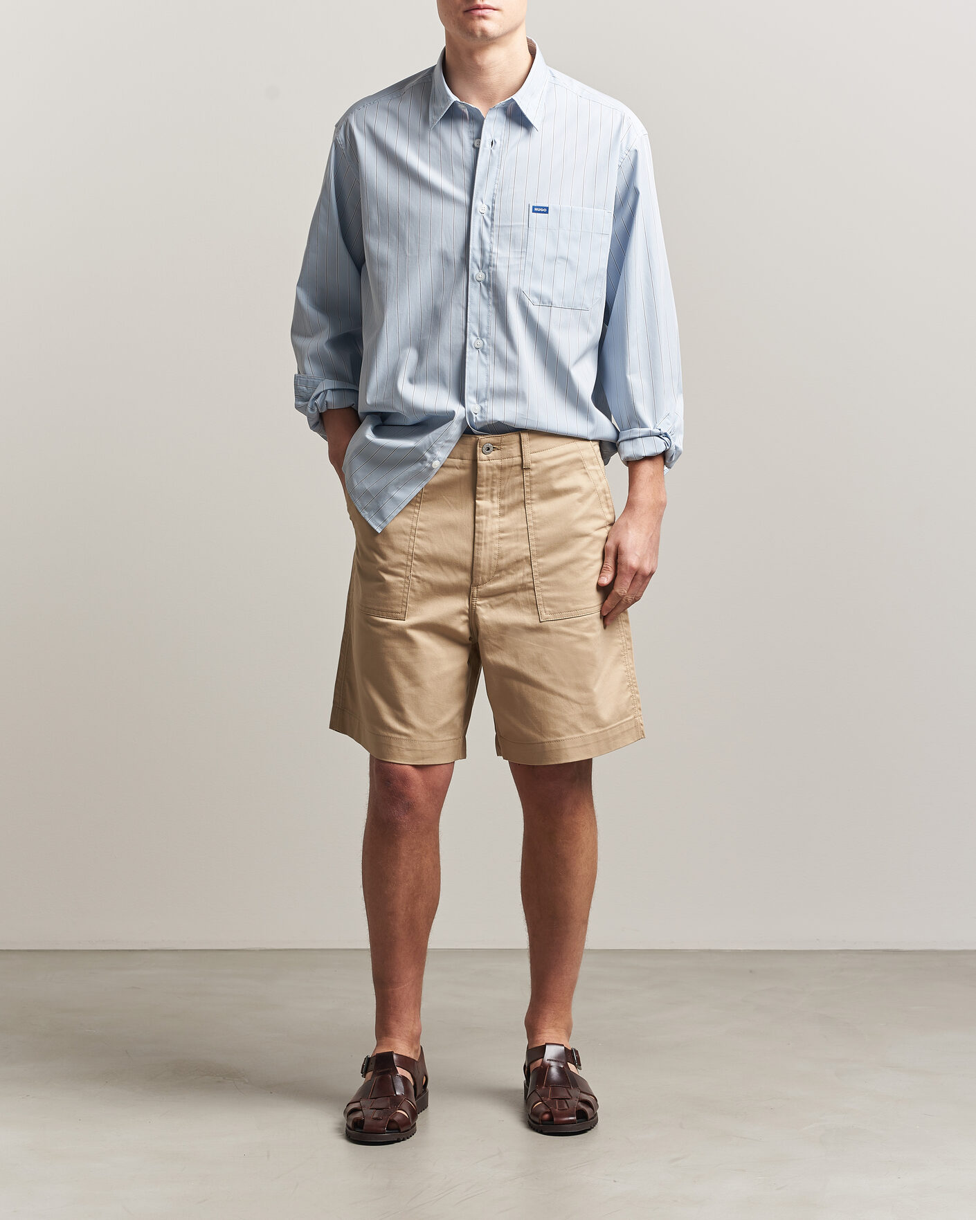 Heren | Overhemden | HUGO | Ebalto Striped Cotton Shirt Open Blue