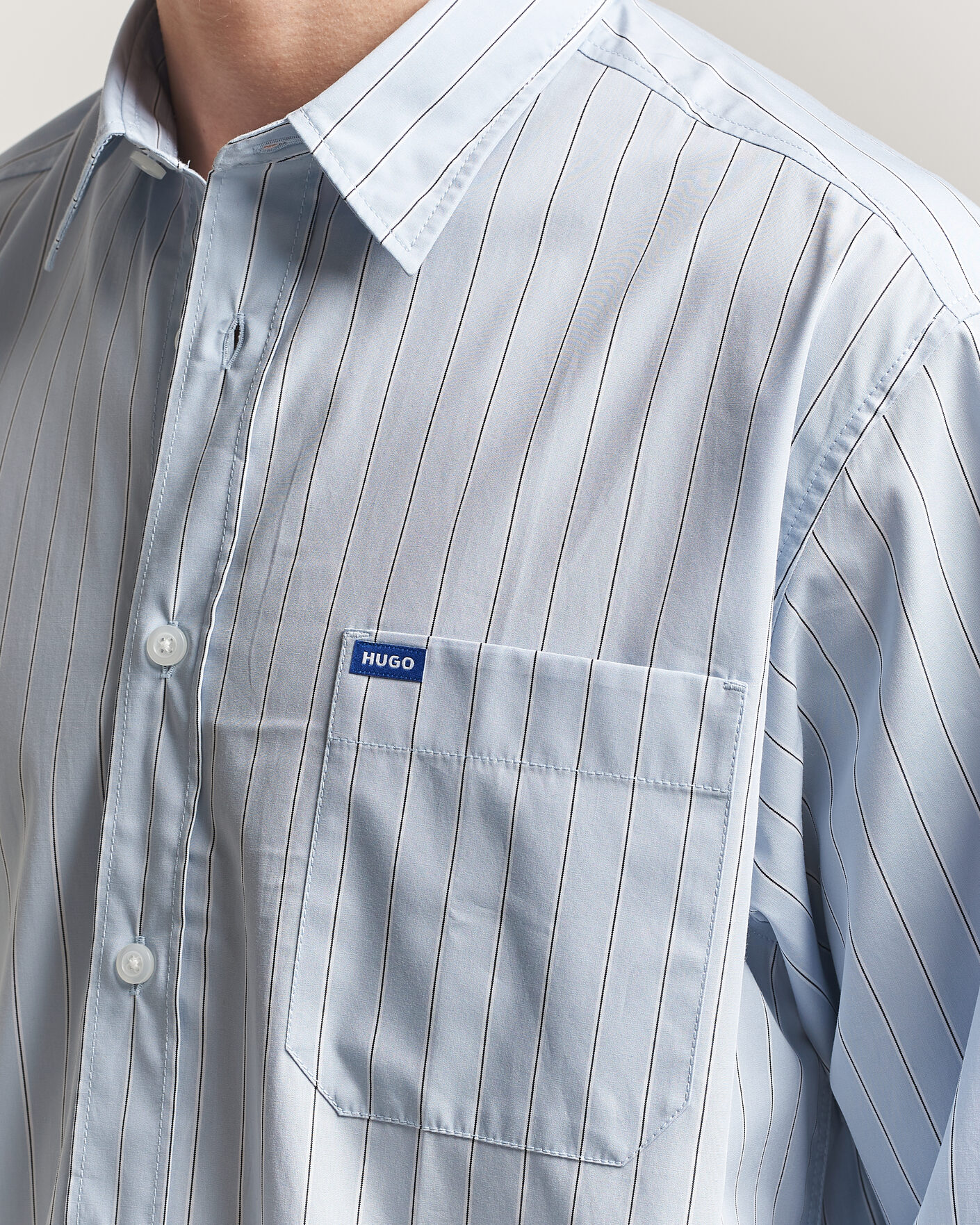 Heren | Overhemden | HUGO | Ebalto Striped Cotton Shirt Open Blue