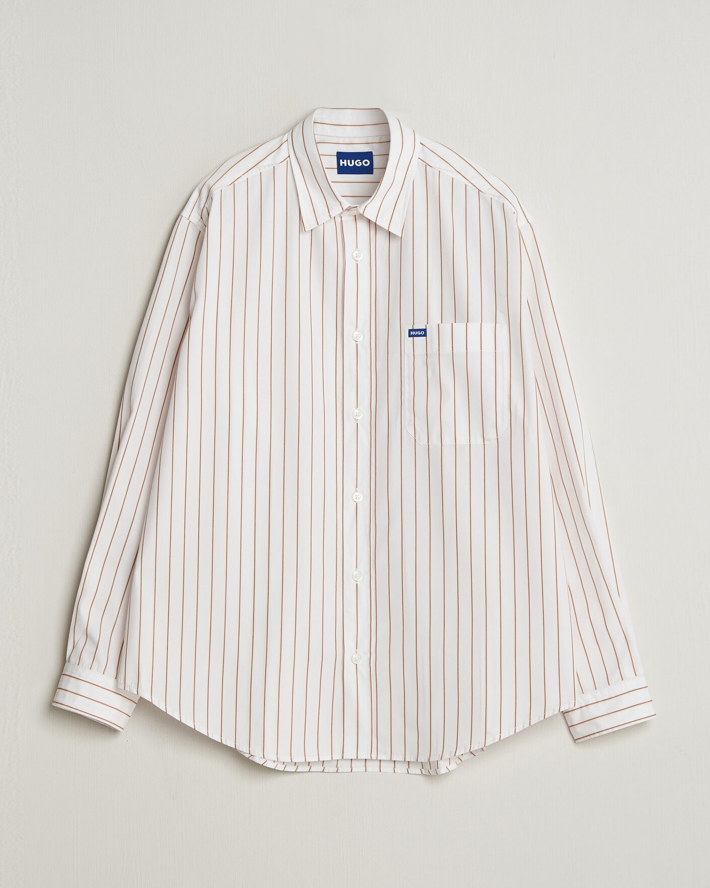 Heren | Overhemden | HUGO | Ebalto Striped Cotton Shirt Light Orange
