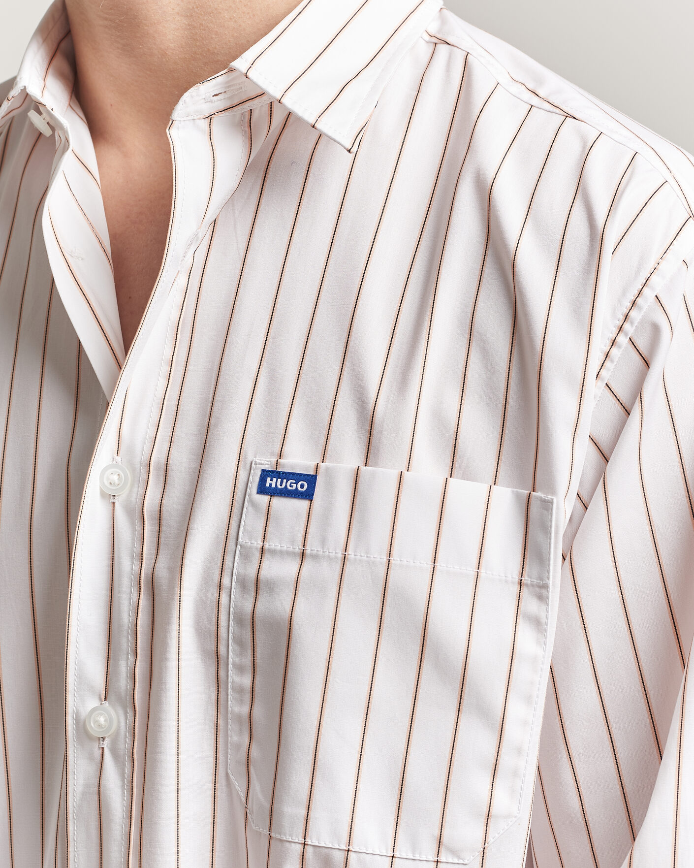 Heren | Overhemden | HUGO | Ebalto Striped Cotton Shirt Light Orange