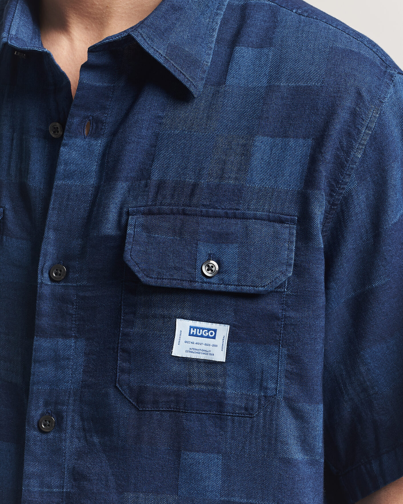 Heren | Overhemden | HUGO | Ekyno Workwear Short Sleeve Shirt Dark Blue